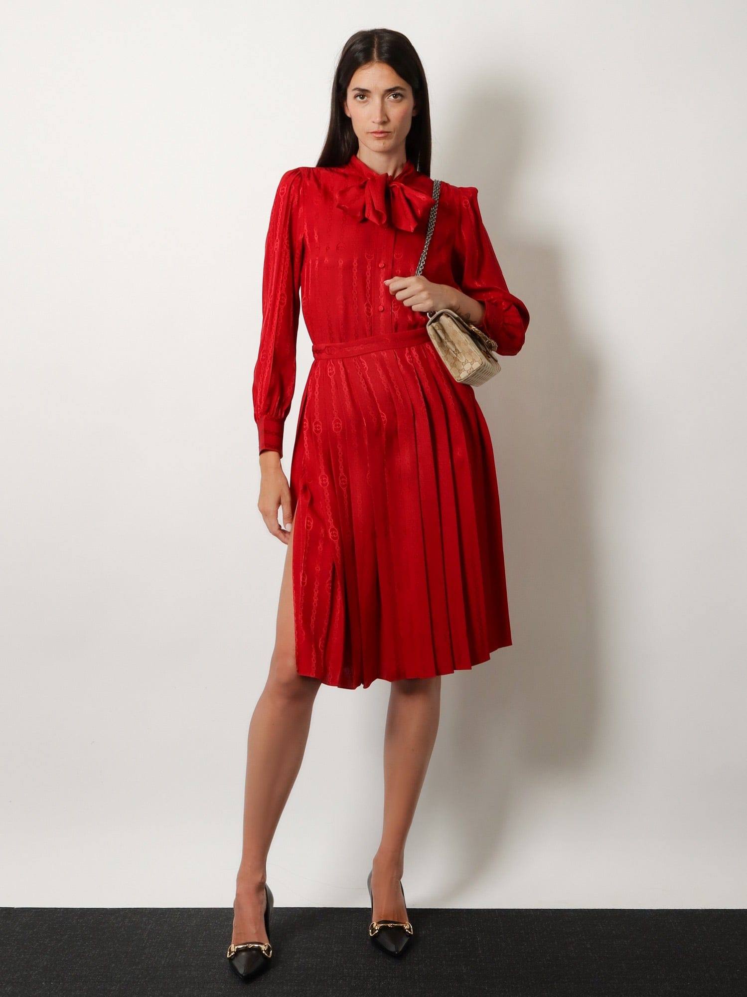 Gucci Pleated silk midi skirt