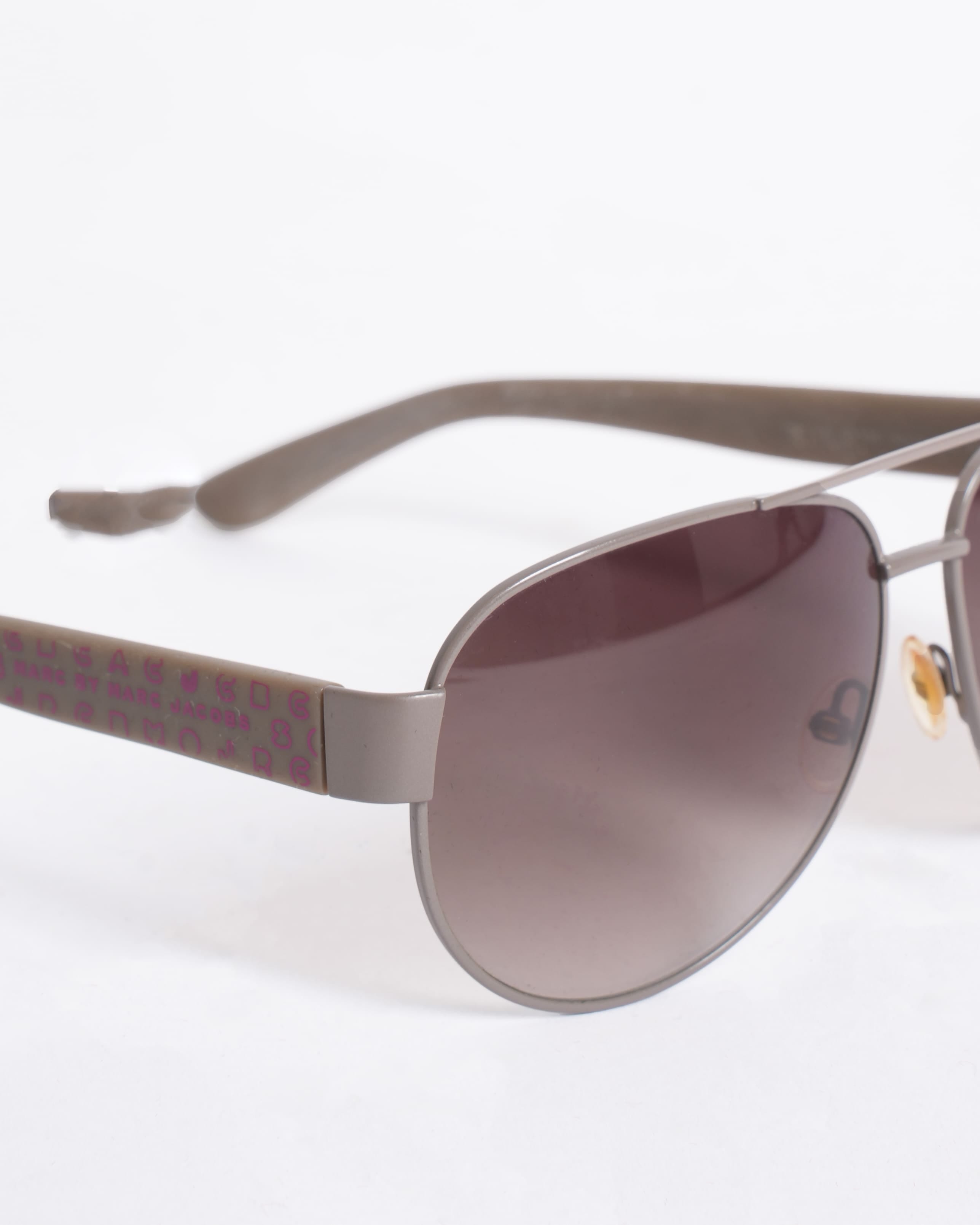 Marc Jacobs Marc by Marc Jacobs oval Taupe sunglasses with Pink Temple detail