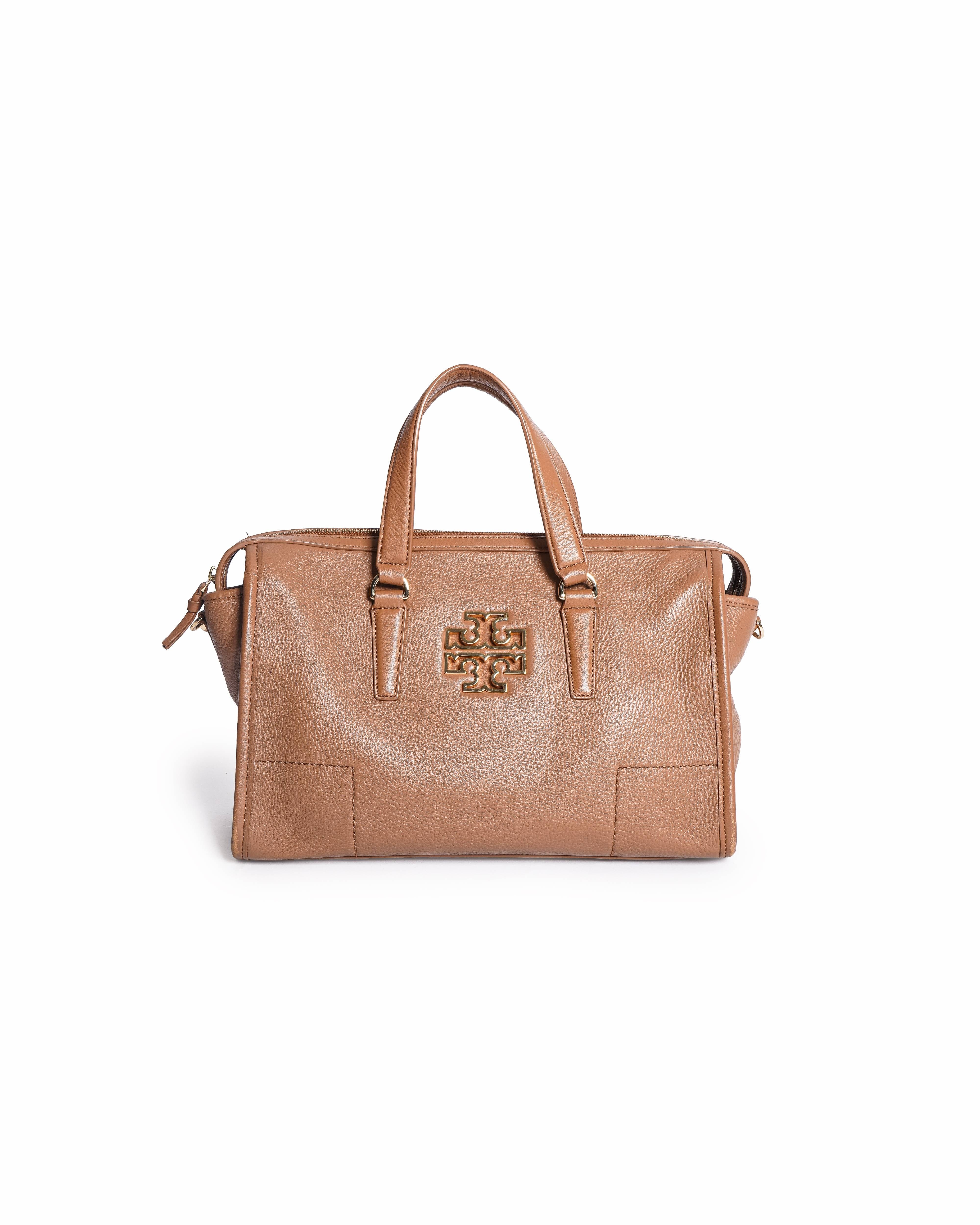 Tory Burch Britten Pebbled Leather Satchel Bag