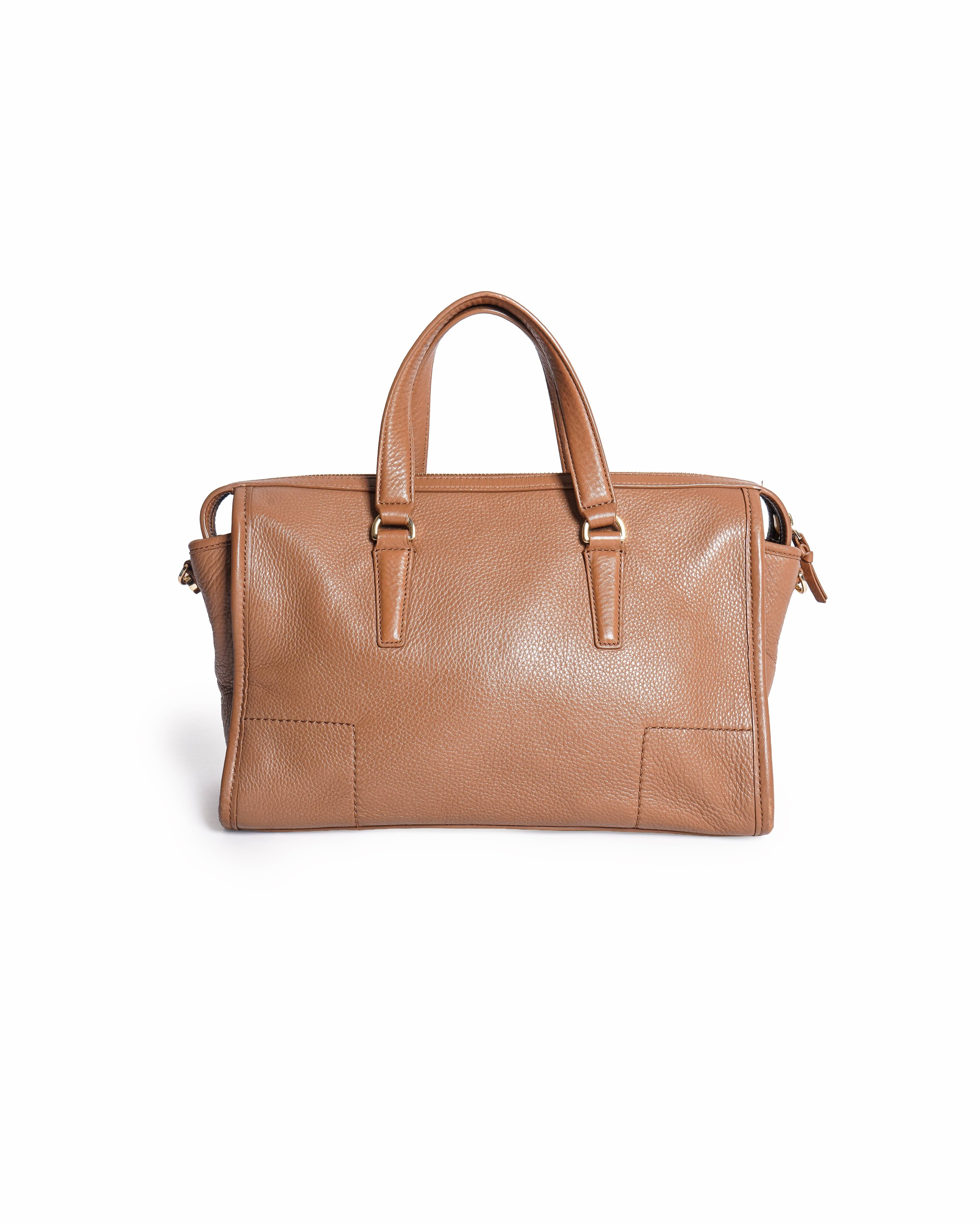 Tory Burch Britten Pebbled Leather Satchel Bag
