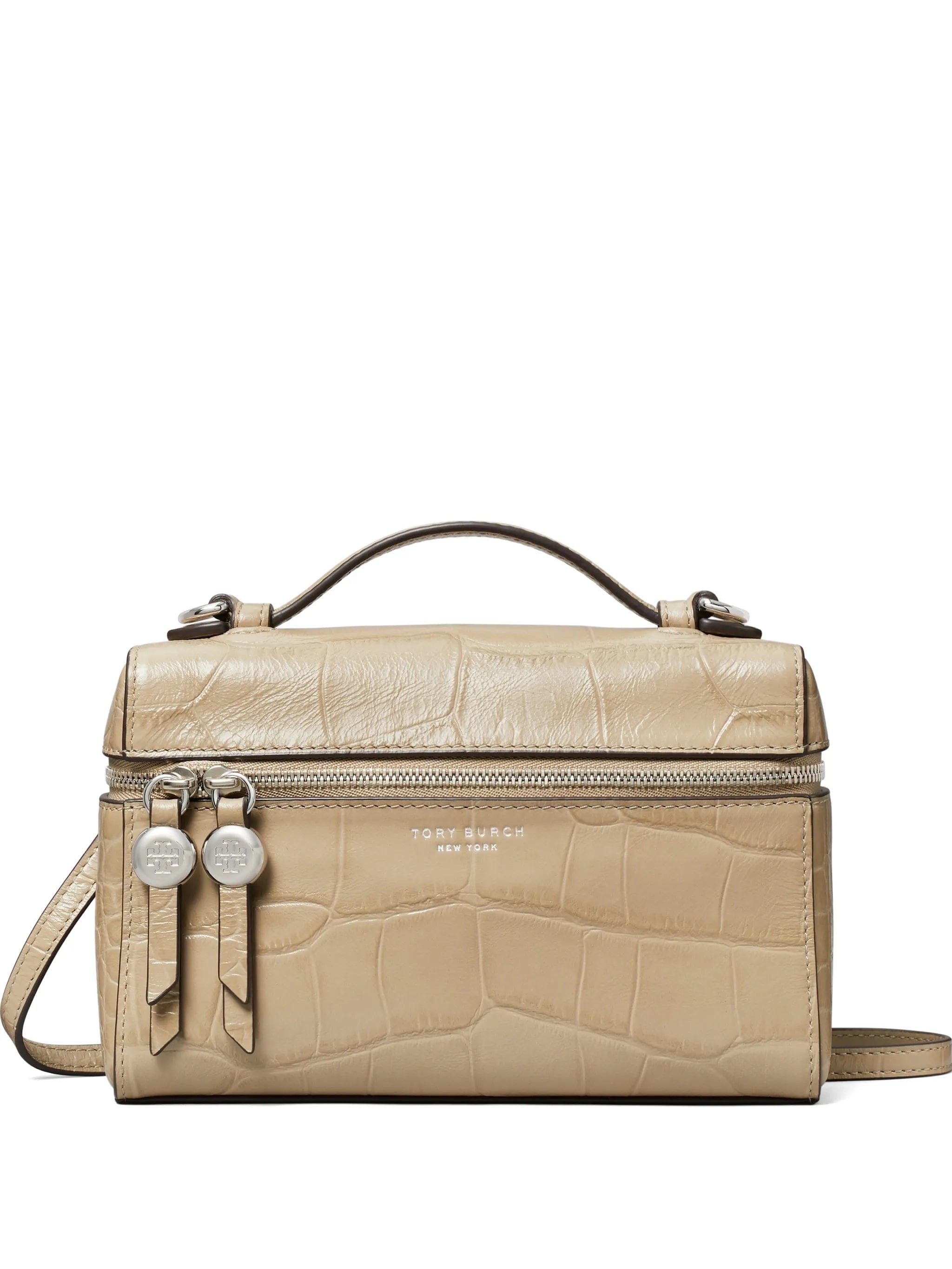 Tory Burch slim Romy croc - embossed top - handle bag