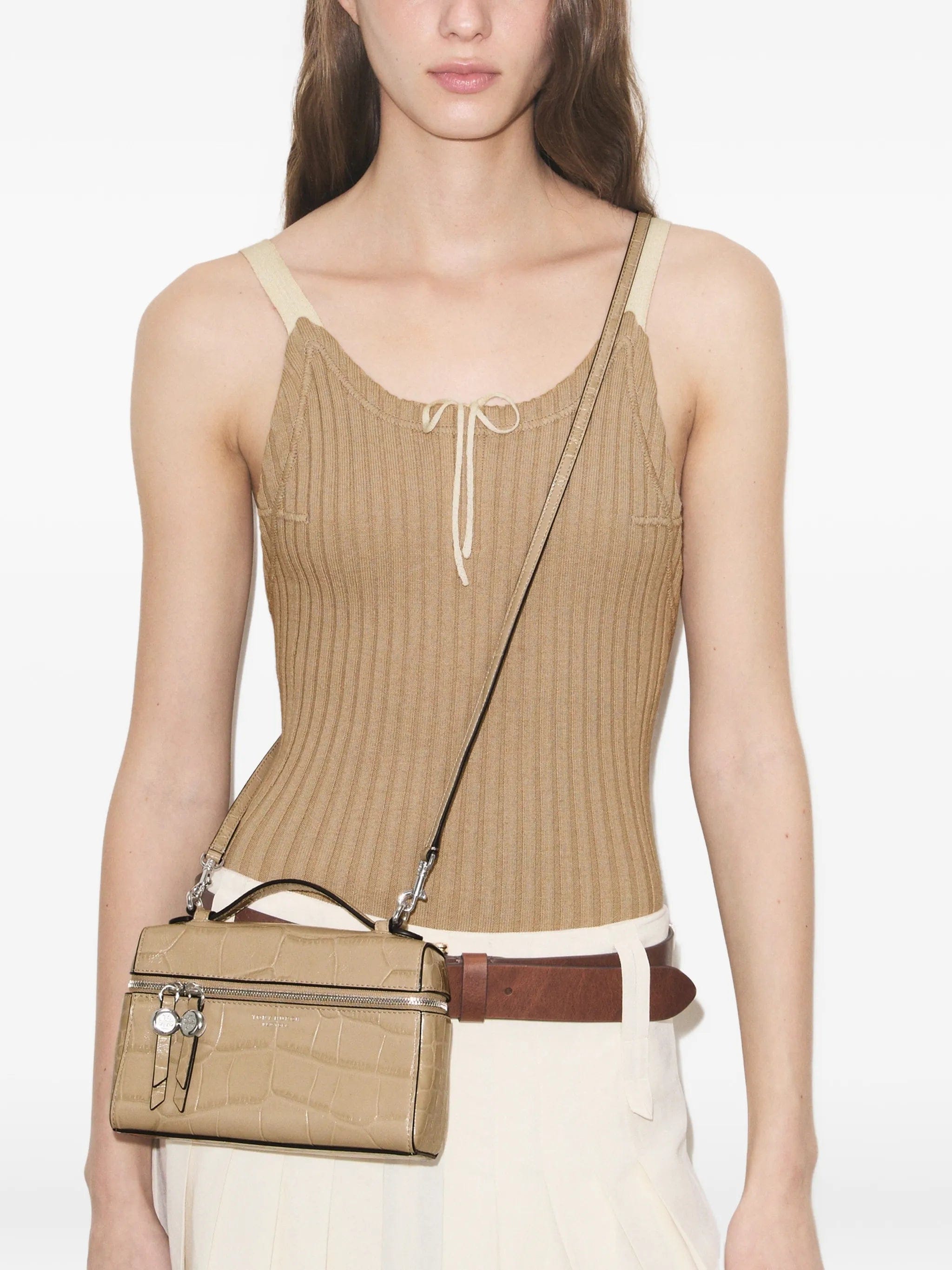 Tory Burch slim Romy croc - embossed top - handle bag