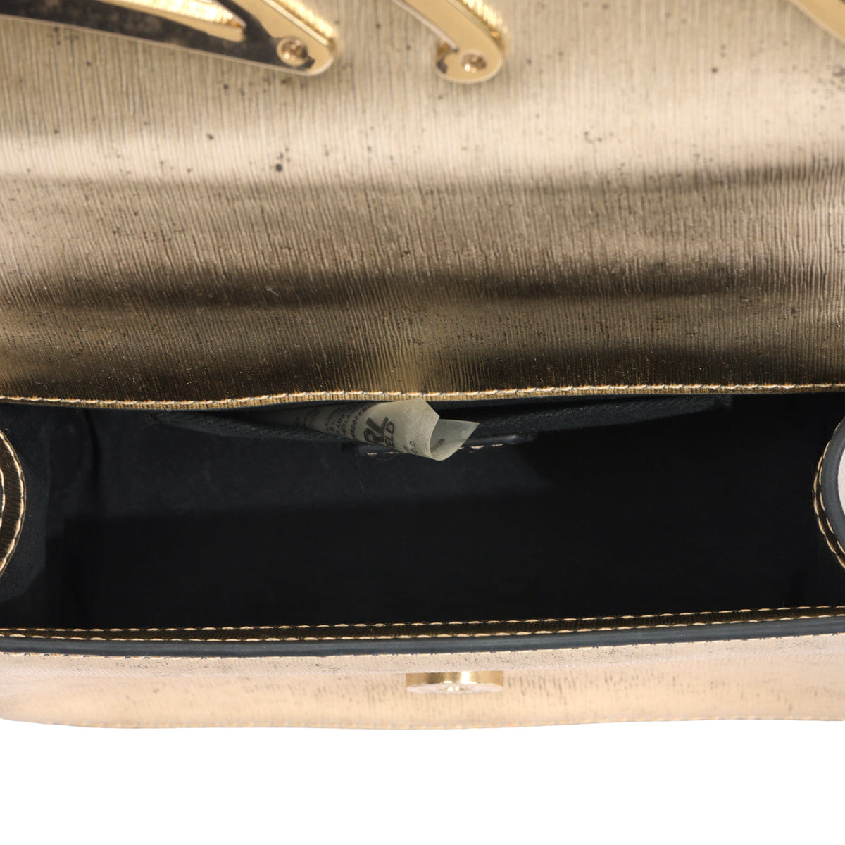 KARL LAGERFELD SIGNATURE METALLIC CROSSBODY BAG