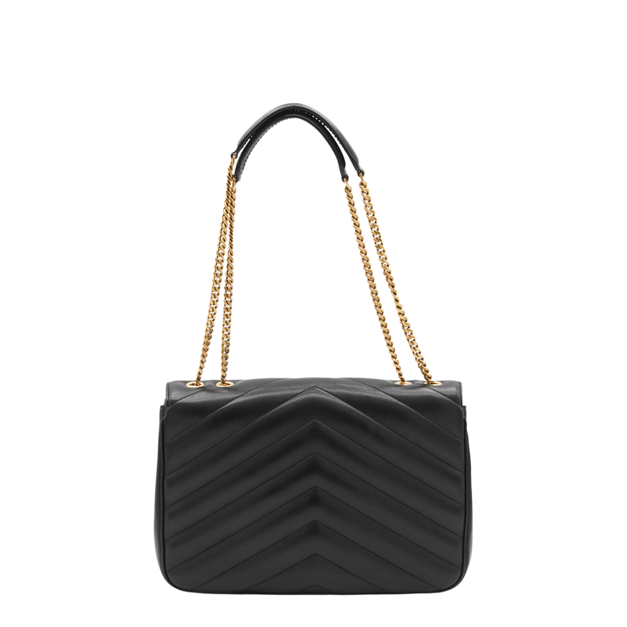 Saint Laurent Loulou Large Matelassé Lambskin Chain Bag - Black