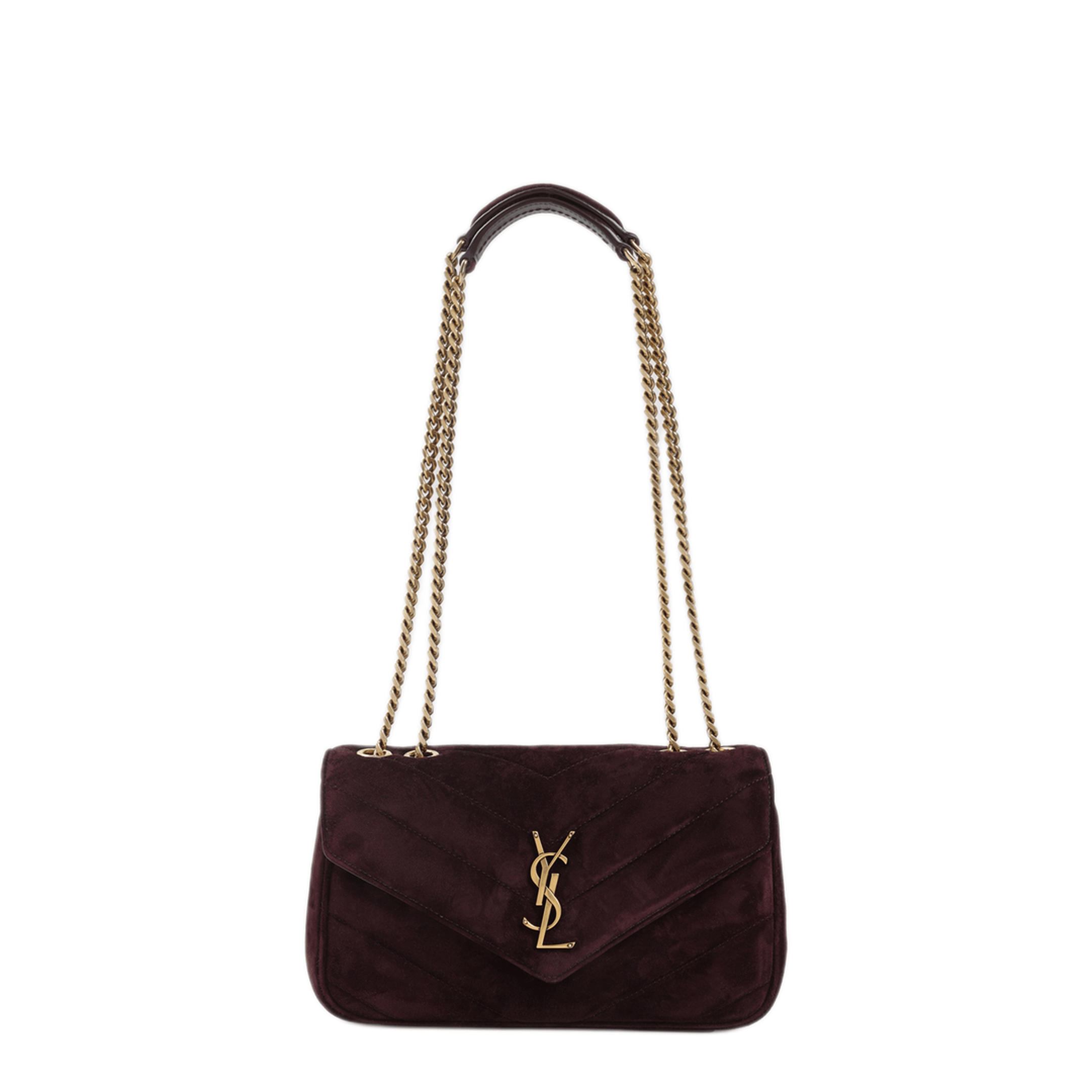 Saint Laurent Loulou Small Matelassé Suede Shoulder Bag - Clear Beige