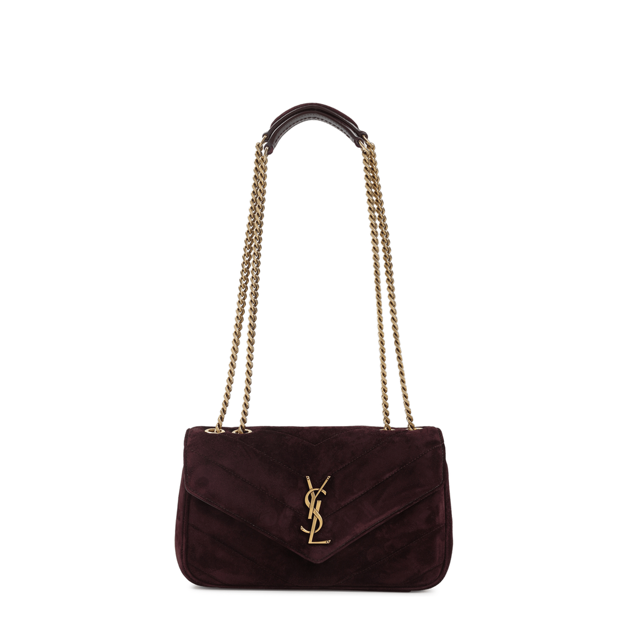 Saint Laurent Loulou Small Matelassé Suede Shoulder Bag - Clear Beige