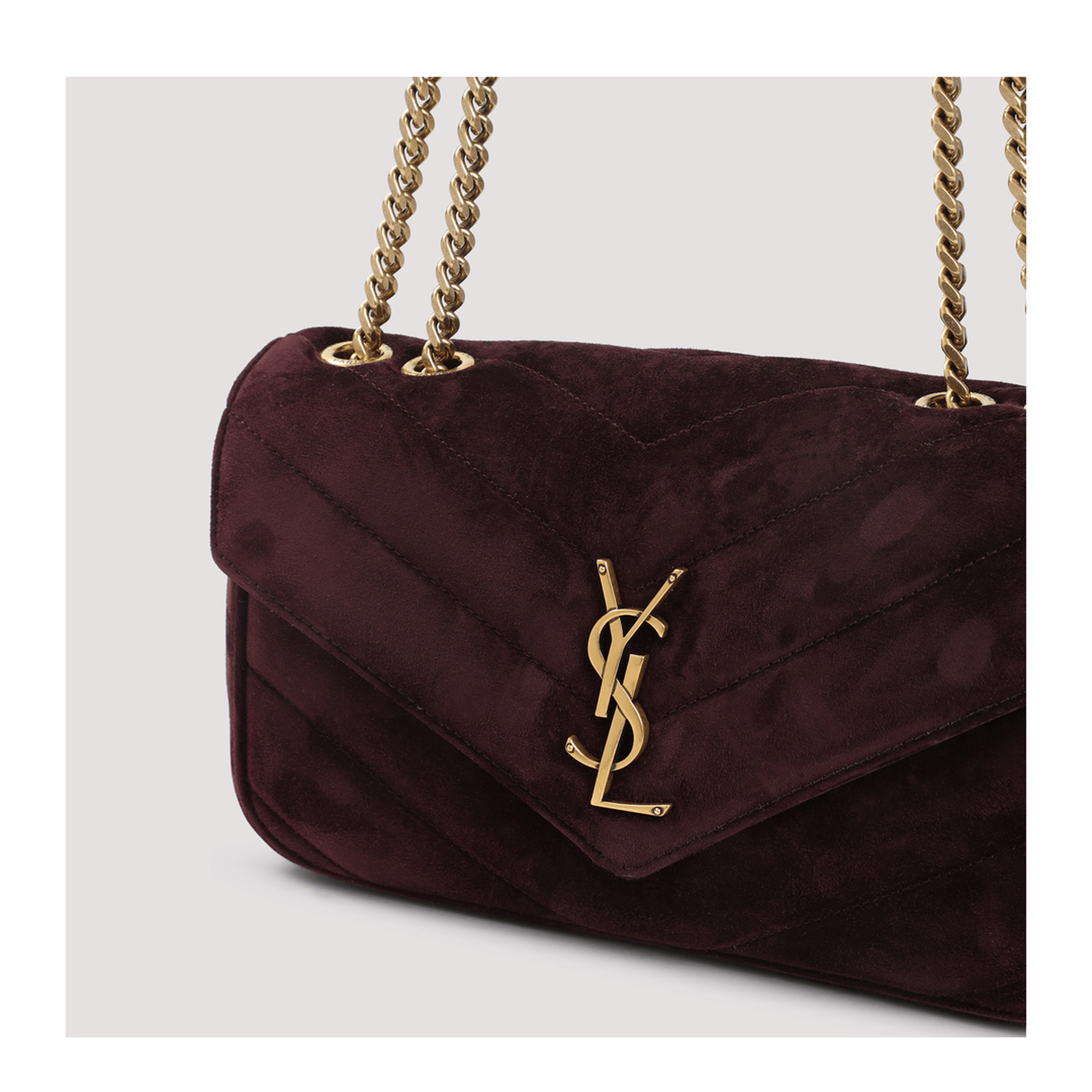 Saint Laurent Loulou Small Matelassé Suede Shoulder Bag - Clear Beige