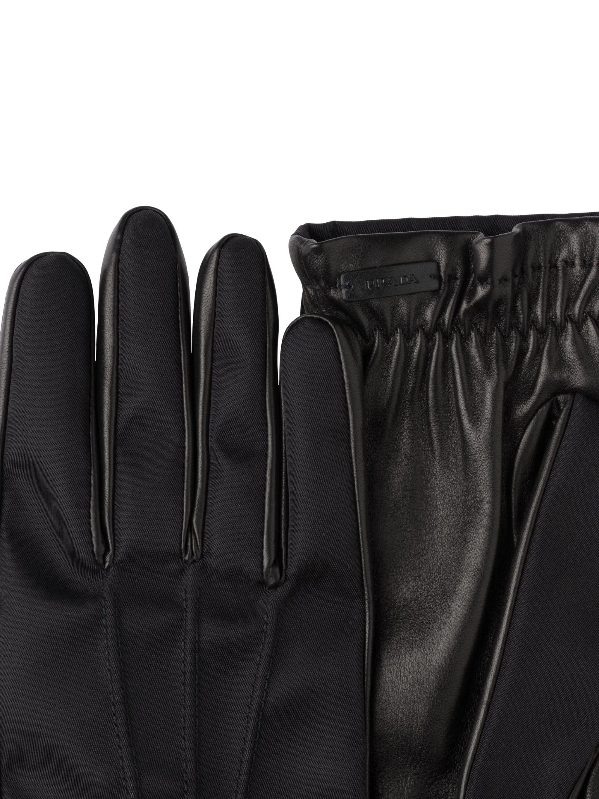 Prada logo - plaque panelled gloves