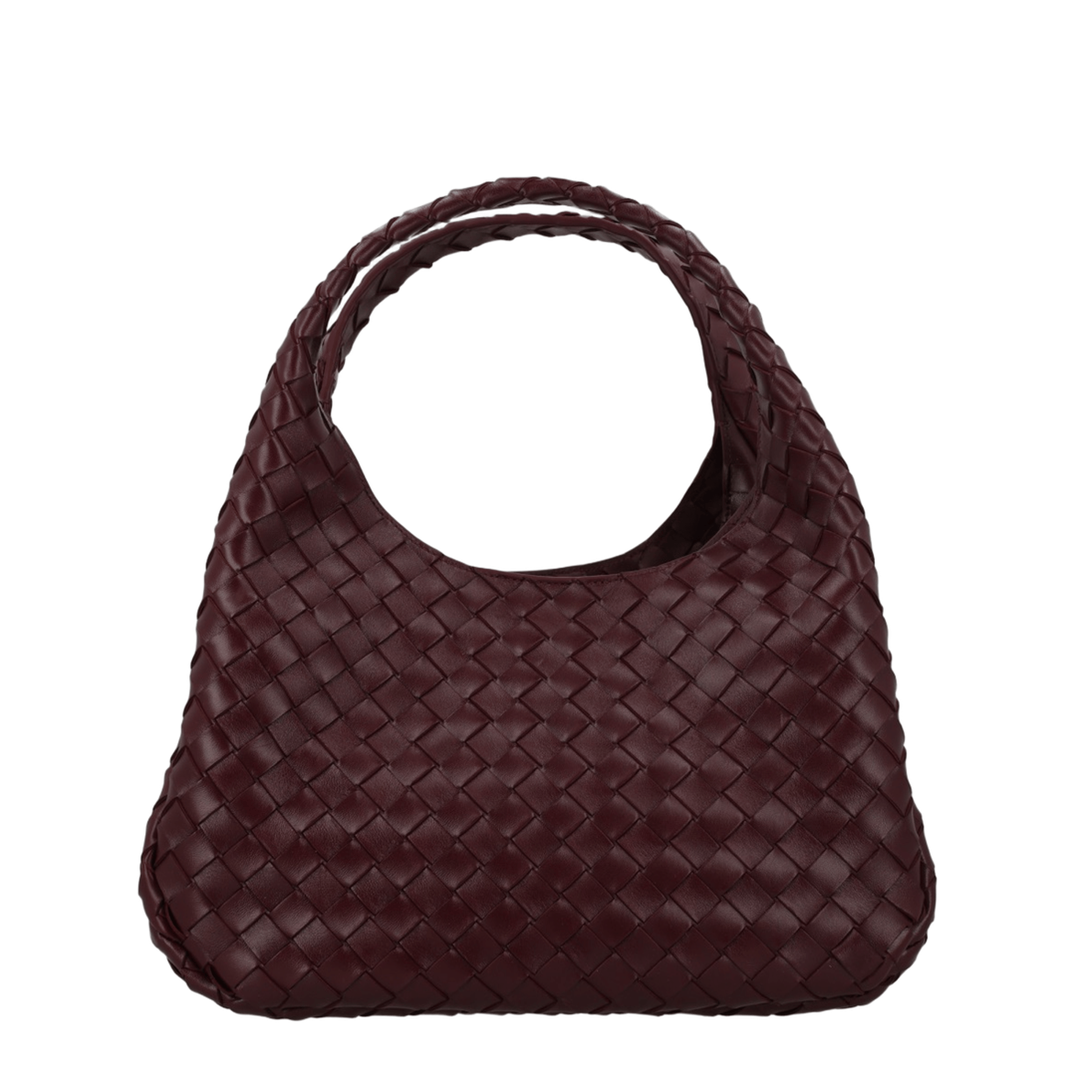 Bottega Veneta Campana Lambskin Shoulder Bag - Deep Mahogany