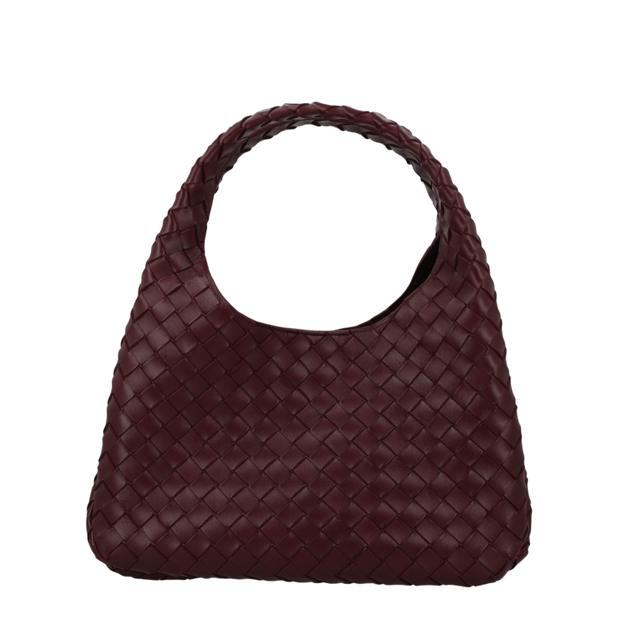Bottega Veneta Campana Lambskin Shoulder Bag - Deep Mahogany