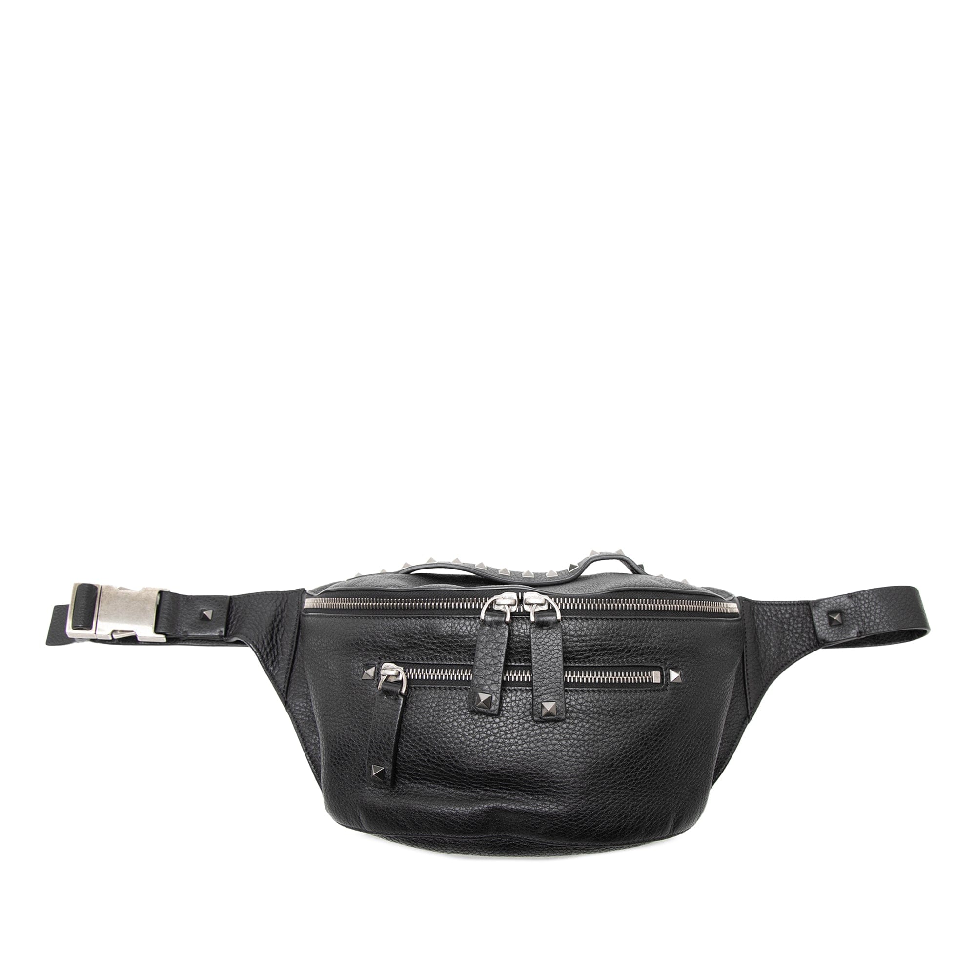 Valentino Pebbled Calfskin Rockstud Belt Bag