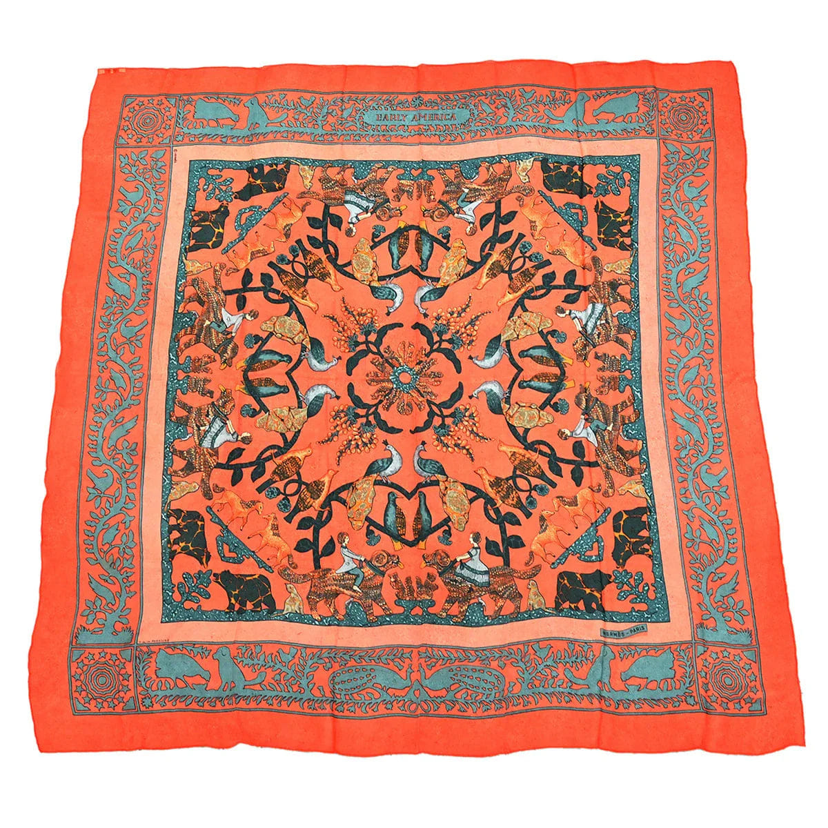 Hermes Scarf Carre 140 Early America Orange Small Good