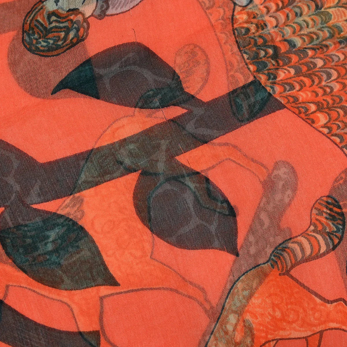 Hermes Scarf Carre 140 Early America Orange Small Good