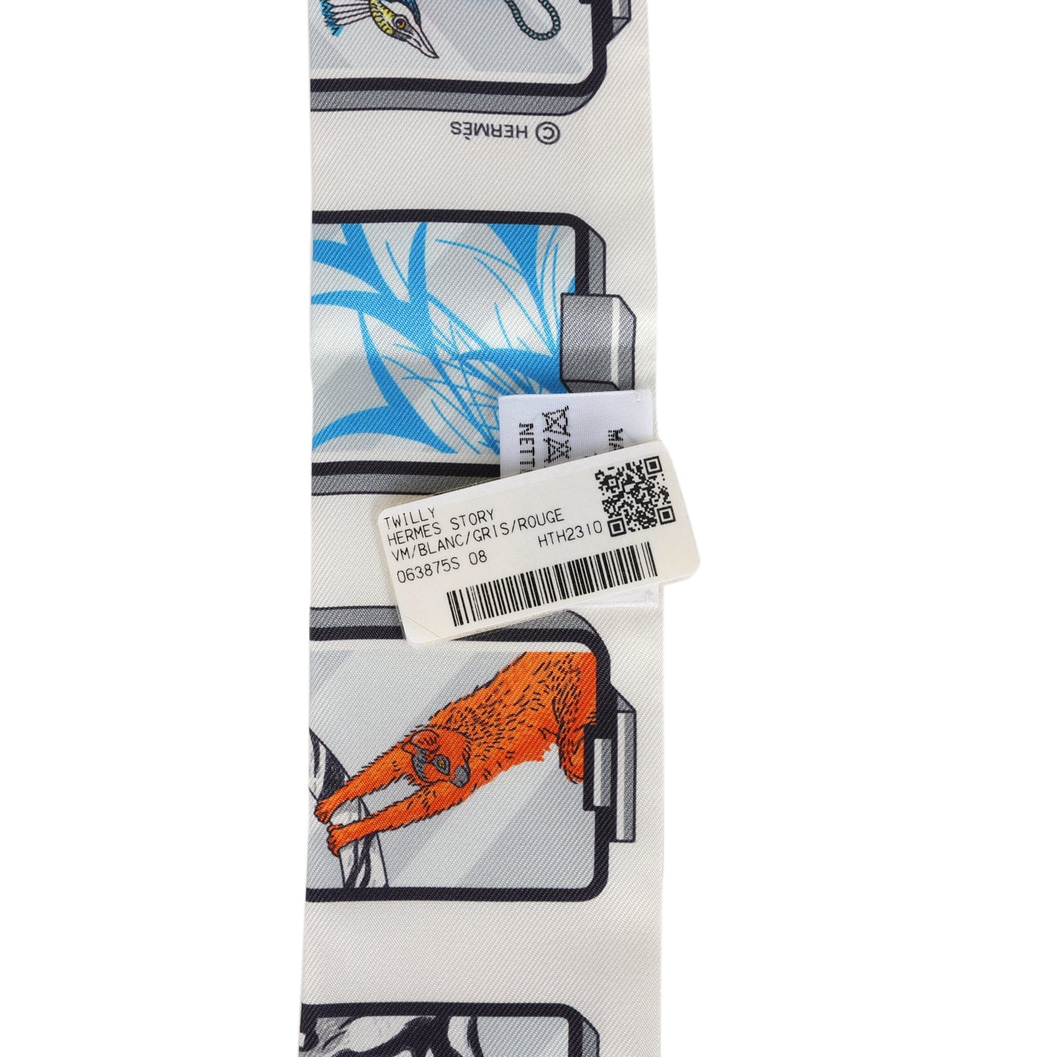 Hermes Story Rouge Multi Silk Twilly Pair