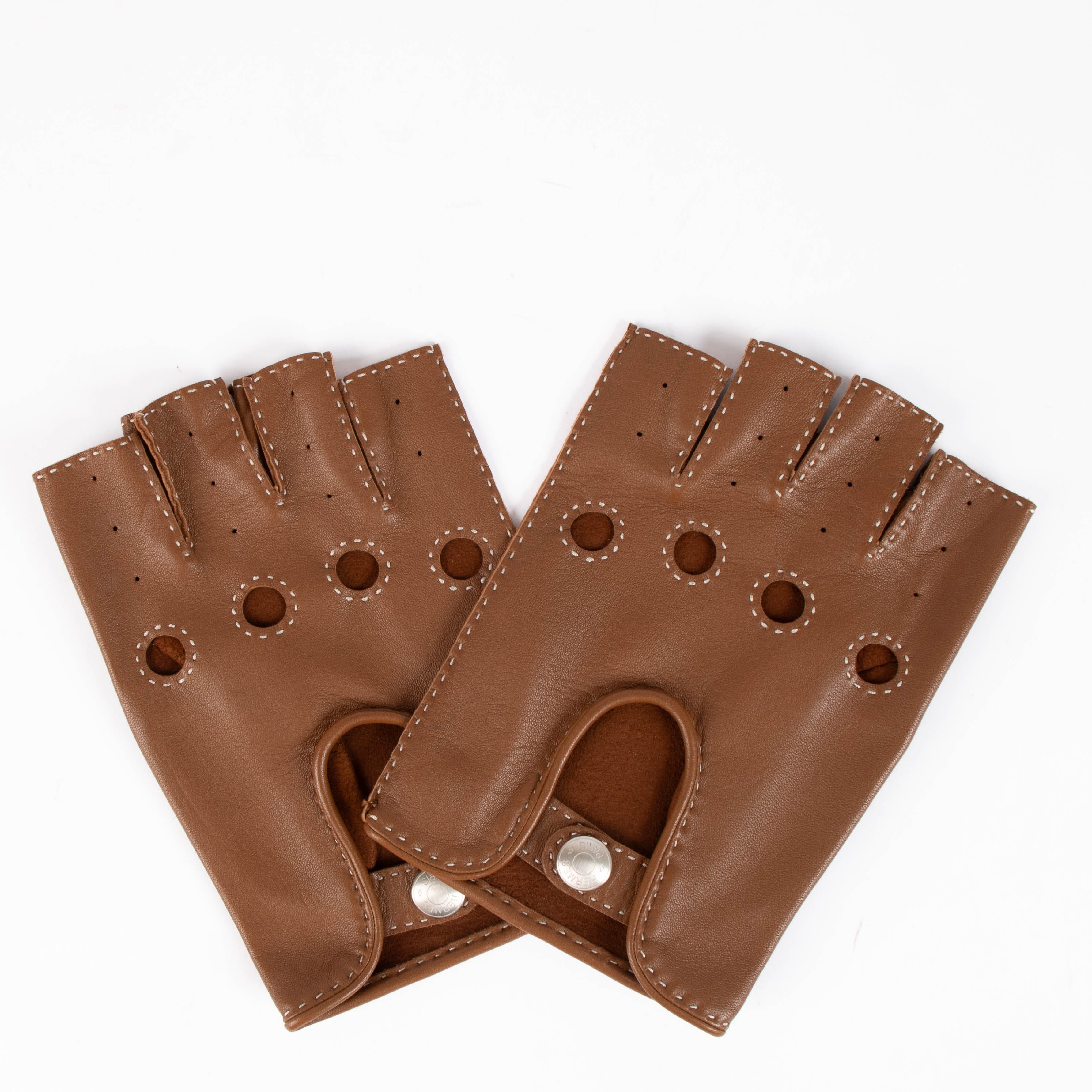Hermes Brown Leather Gloves