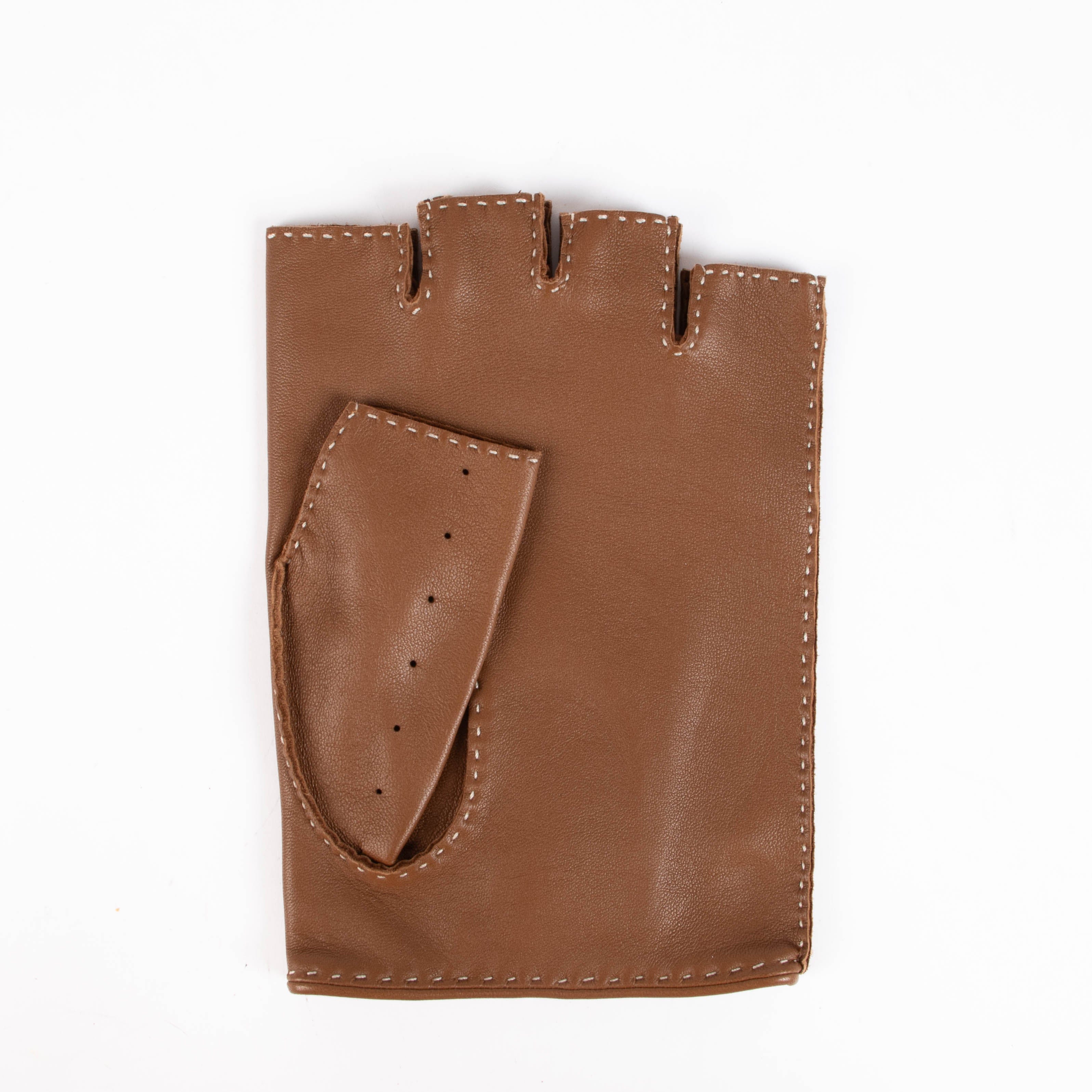 Hermes Brown Leather Gloves