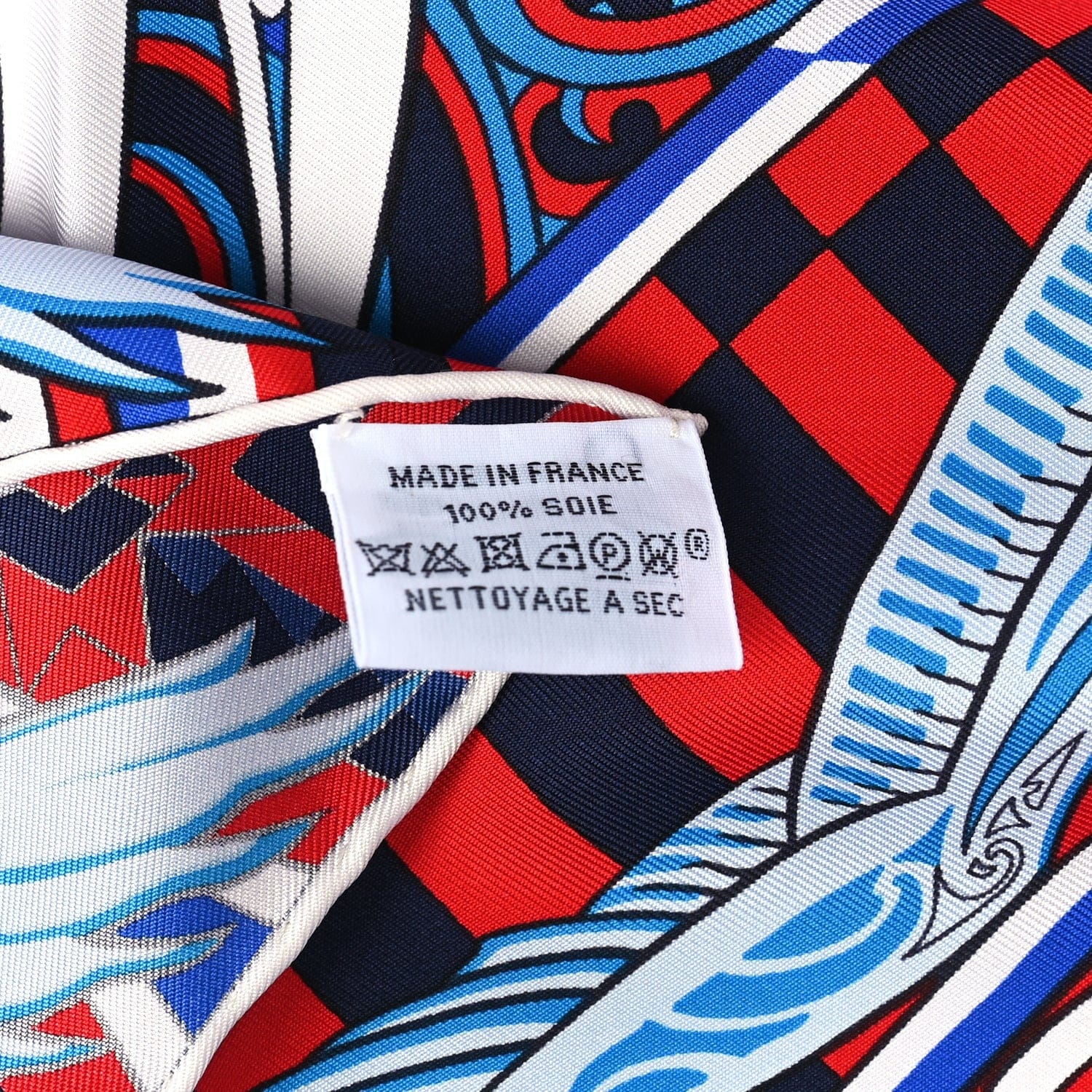 Hermes Silk Kawa Ora Scarf 90 Bleu Rouge White