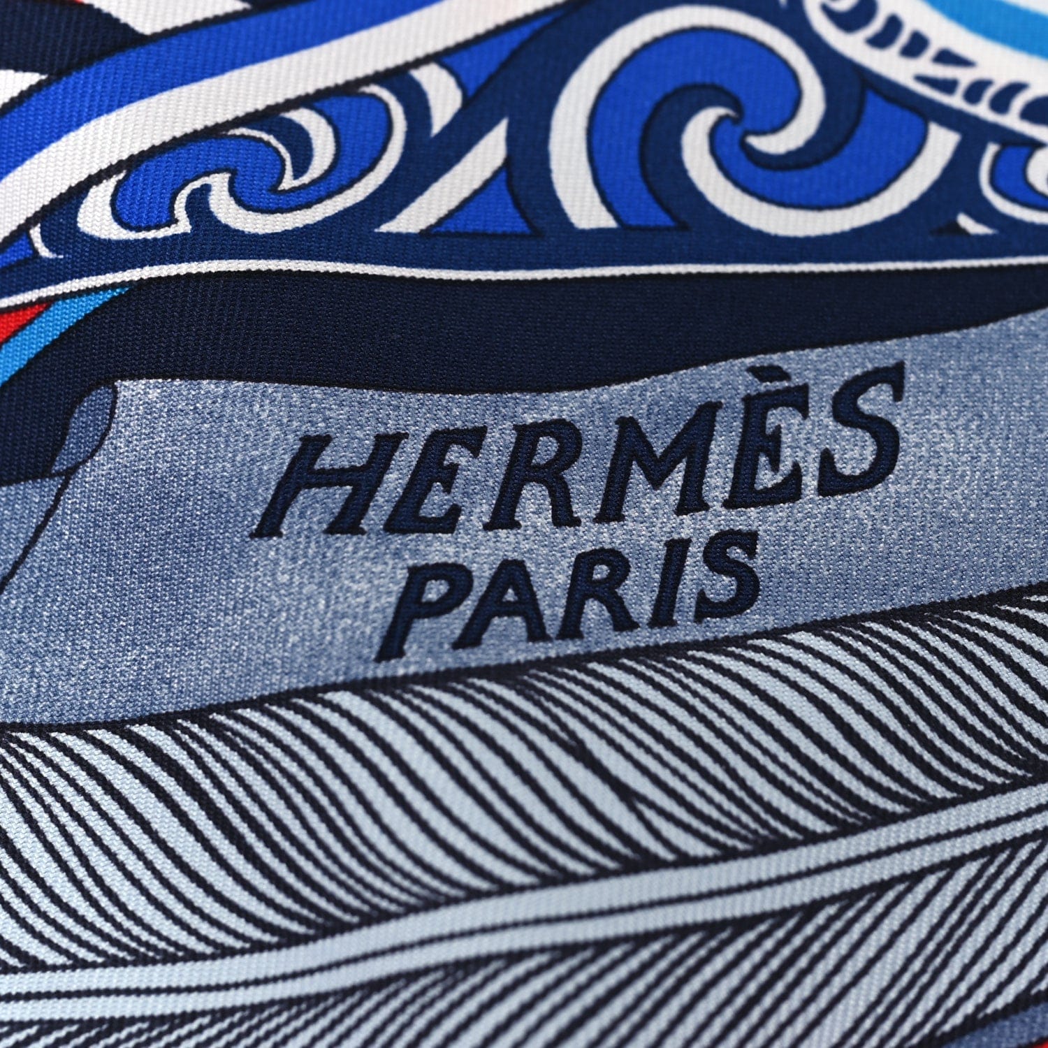 Hermes Silk Kawa Ora Scarf 90 Bleu Rouge White