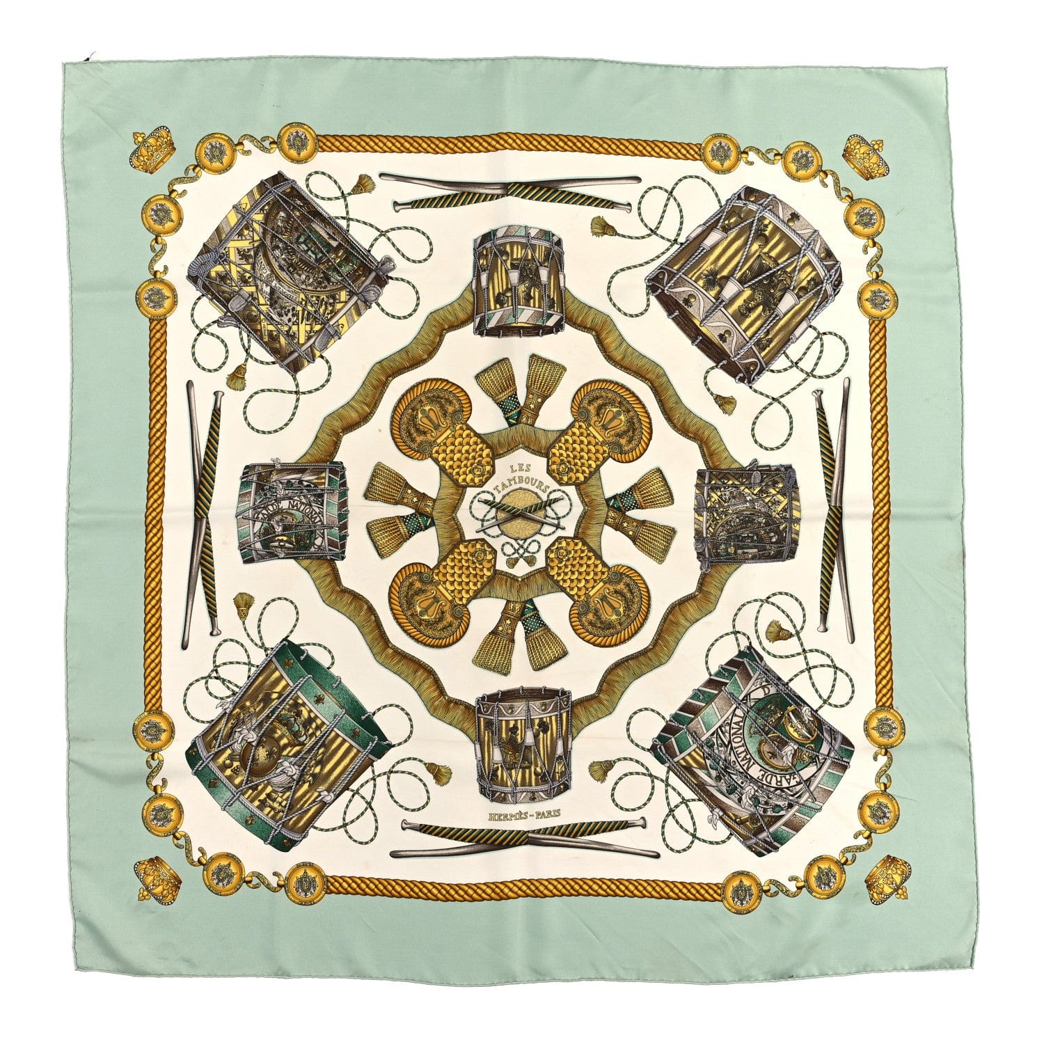 Hermes Silk Les Tambours Scarf 90
