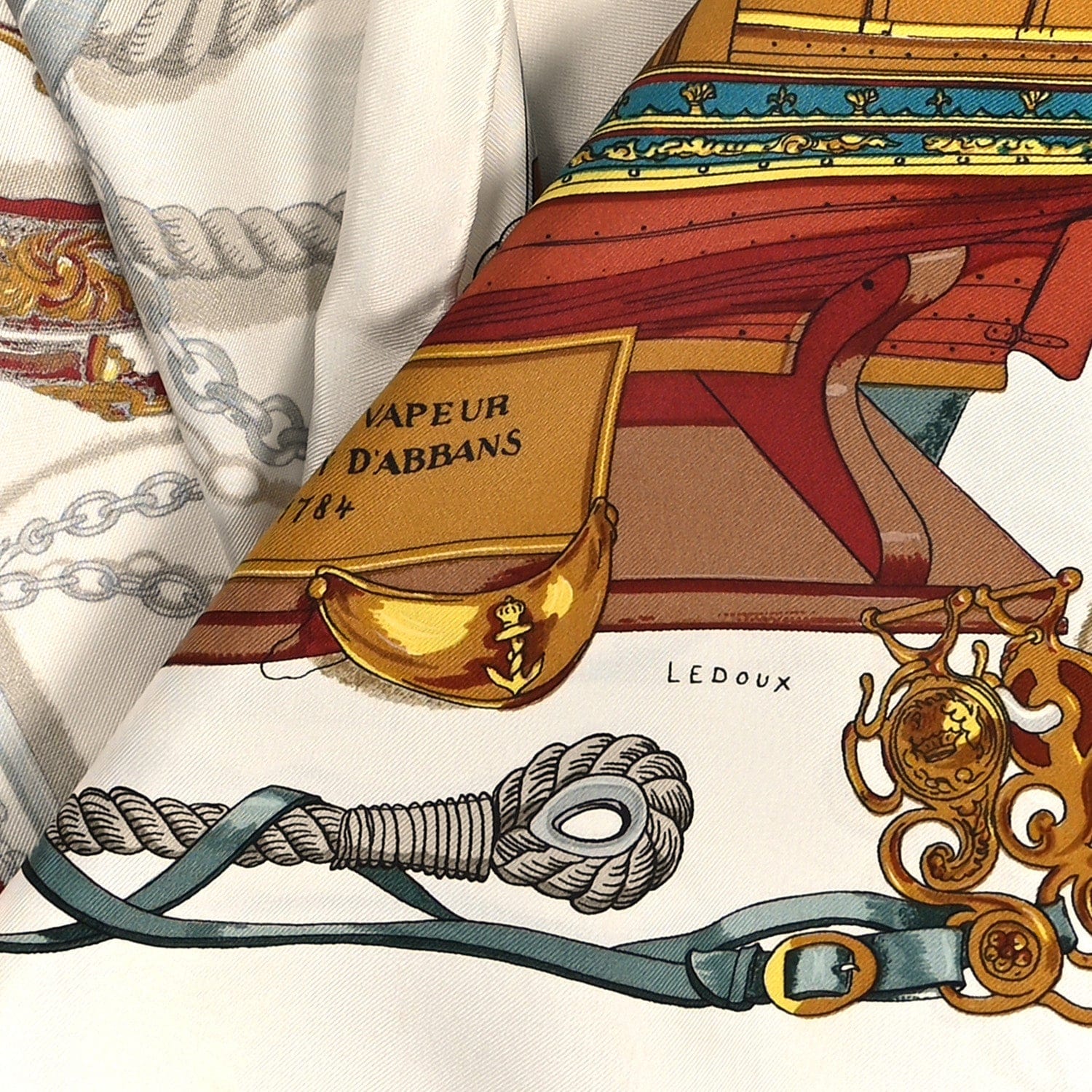Hermes Silk Bateau A Vapeur De Jouffroy D’Abbans 1784 Scarf 90