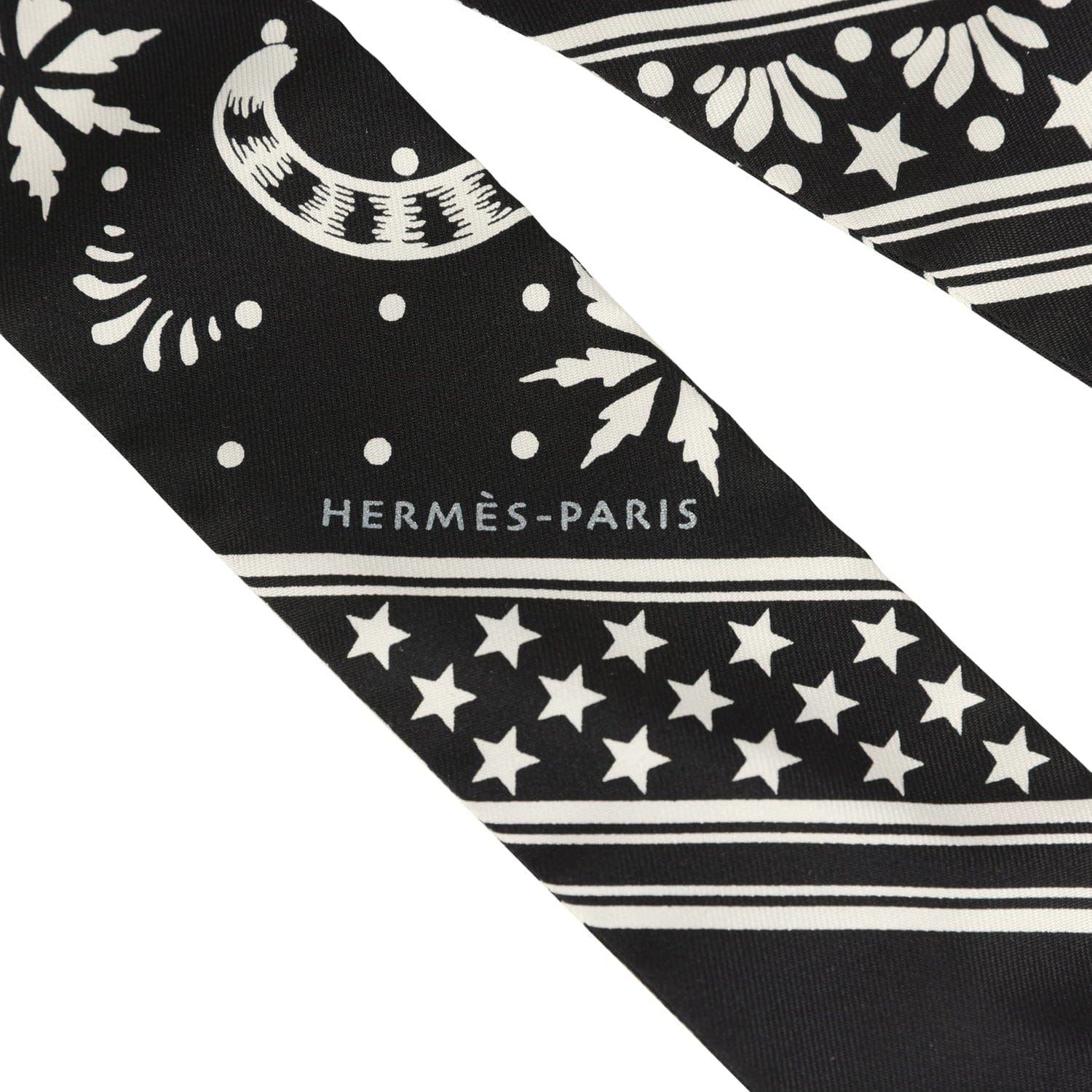 Hermes Les Leopards Black, White Silk Twilly