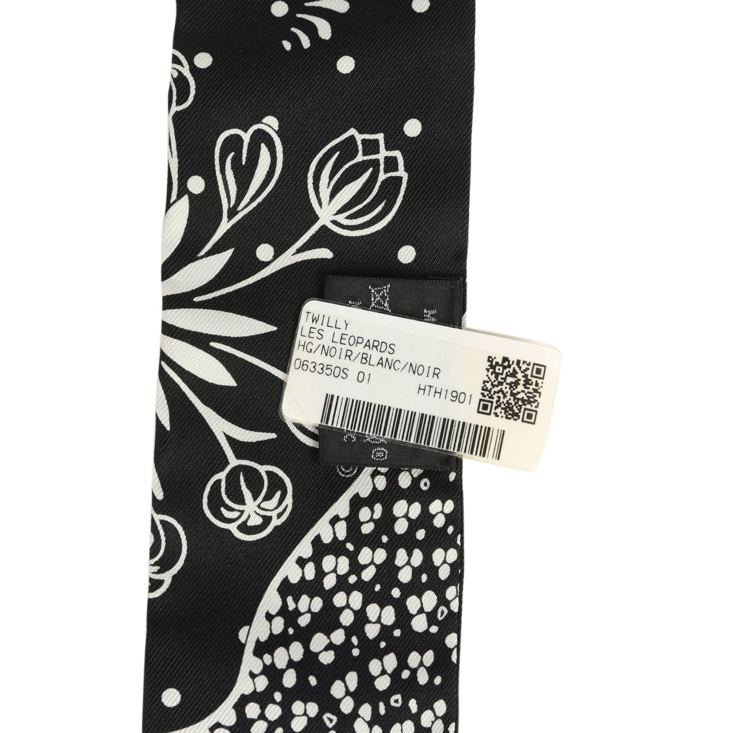 Hermes Les Leopards Black, White Silk Twilly