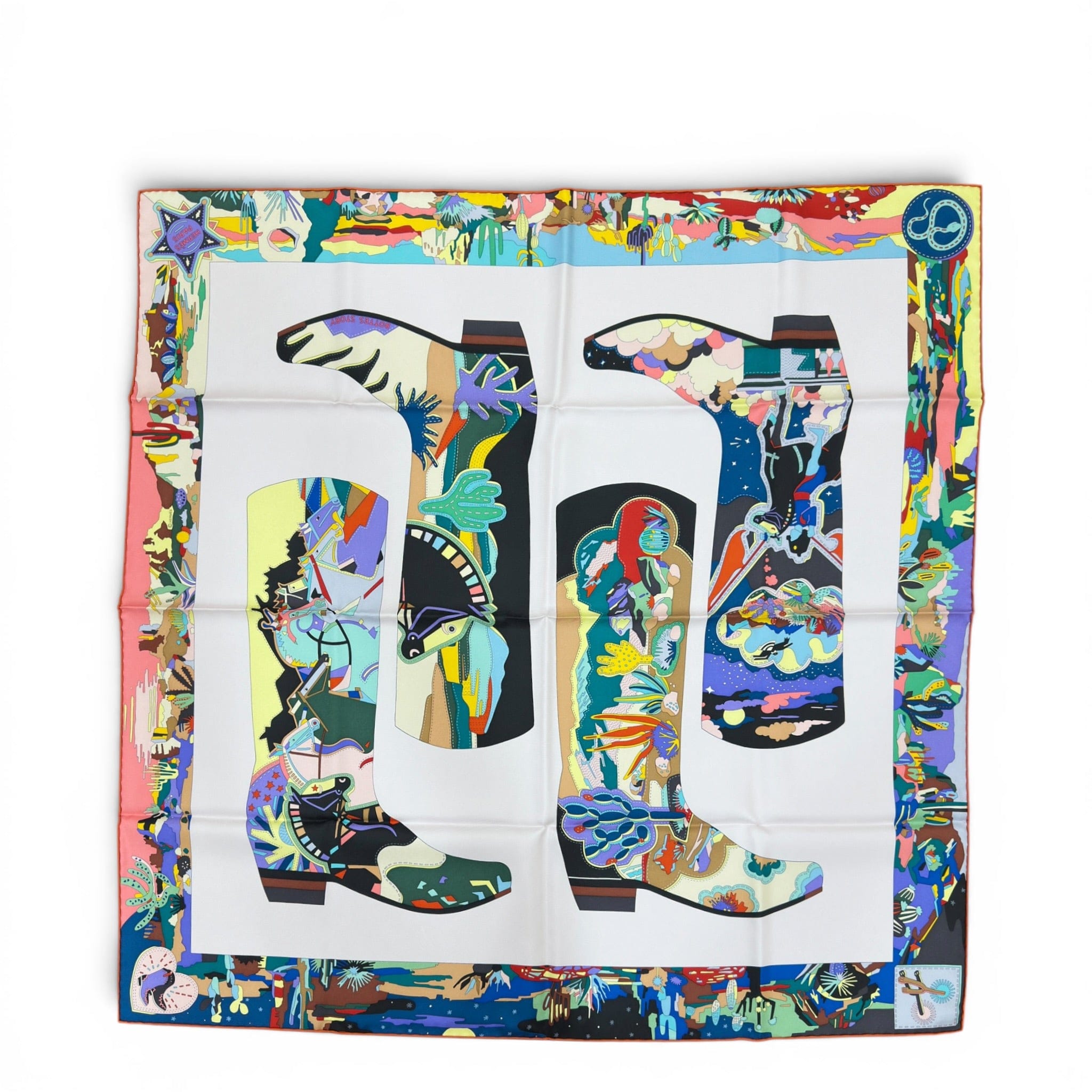 Hermès Bottes Story Silk Scarf 90