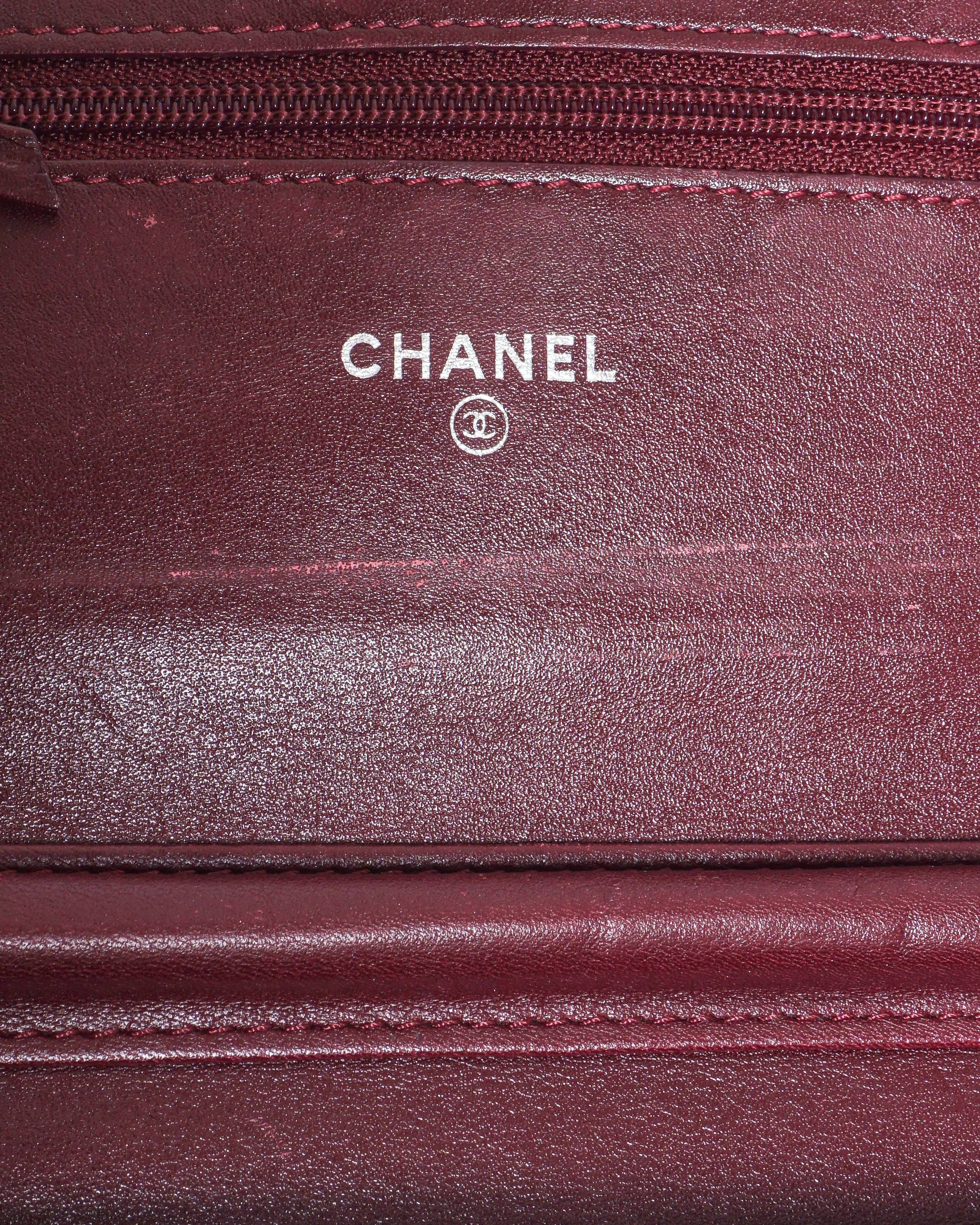 Chanel Red Patent Leather Quilted Wallet on Chain