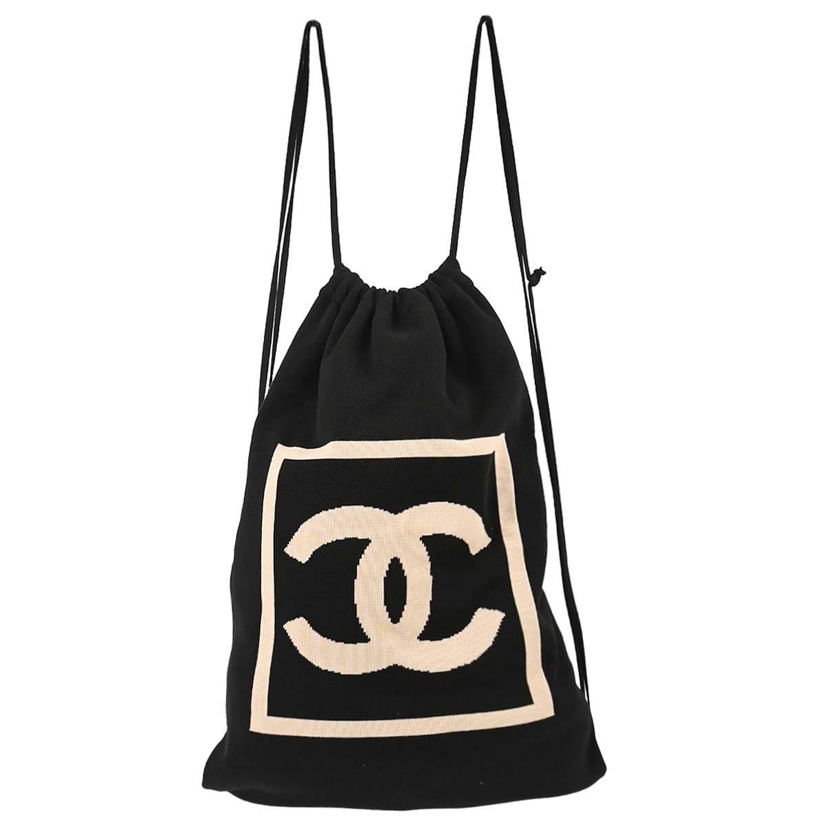 Chanel 2003 - 2004 Black Cotton Sport Line Drawstring Backpack