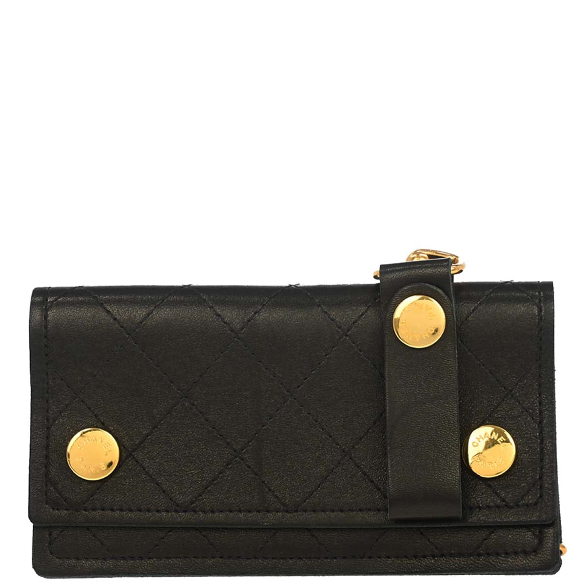 Chanel 1991 - 1994 Black Lambskin Chain Wallet