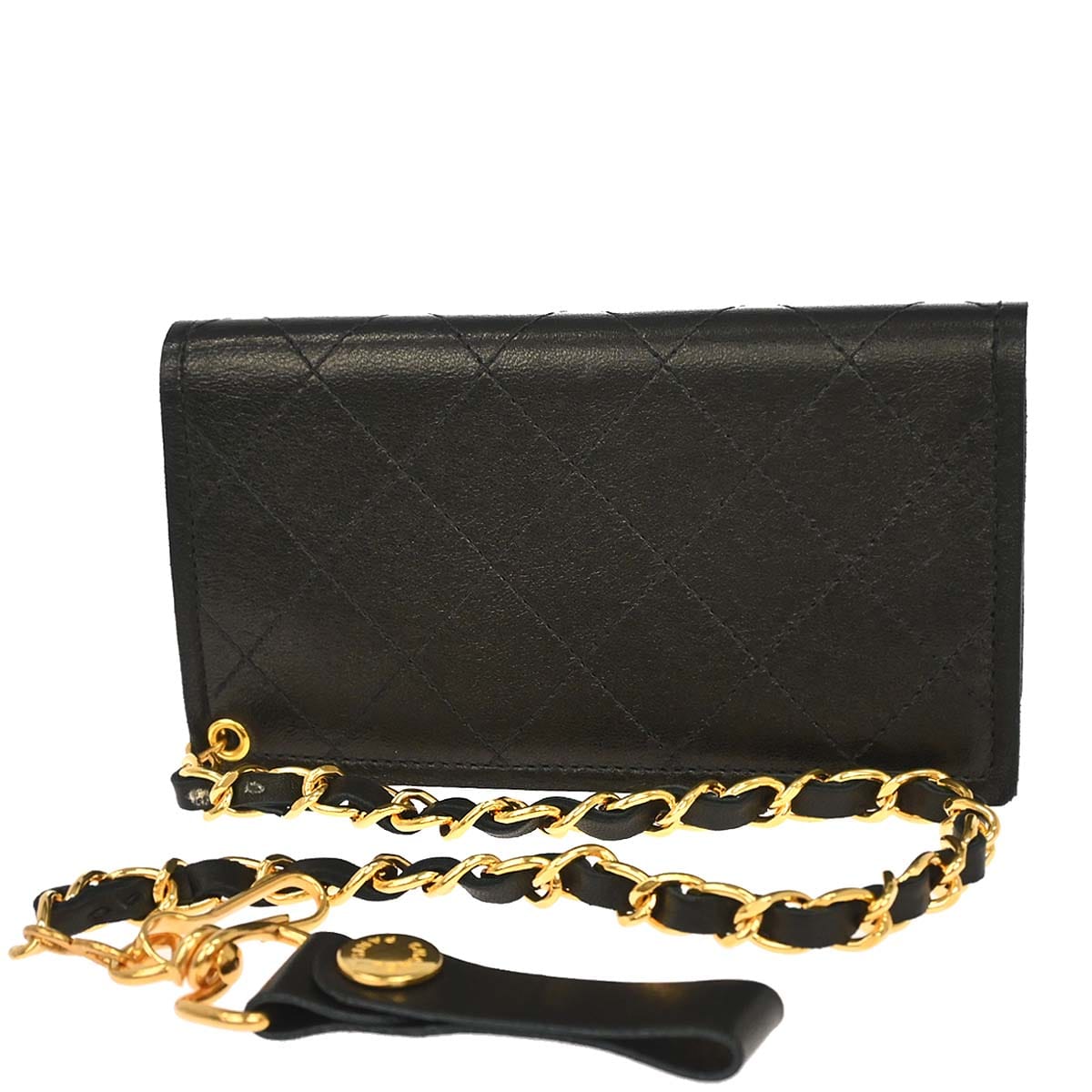 Chanel 1991 - 1994 Black Lambskin Chain Wallet