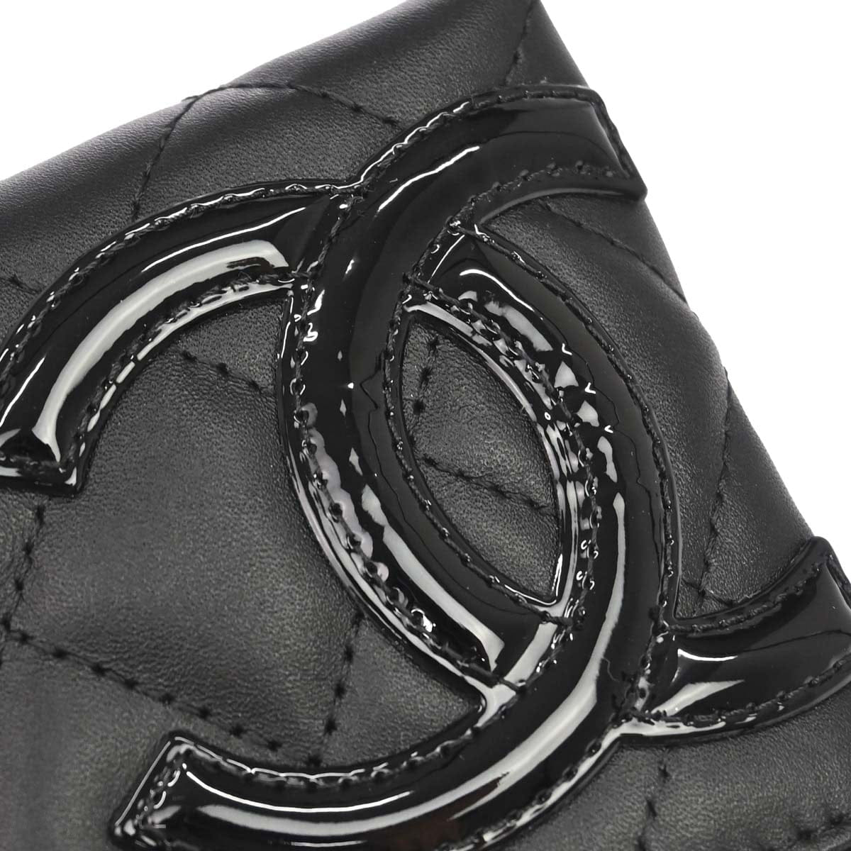 Chanel 2012 Black Calfskin Cambon Coin Purse Wallet