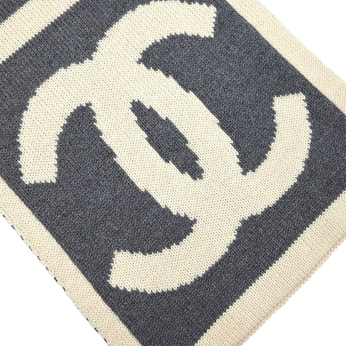 Chanel Sport Line Scarf Shawl White Gray Small Good