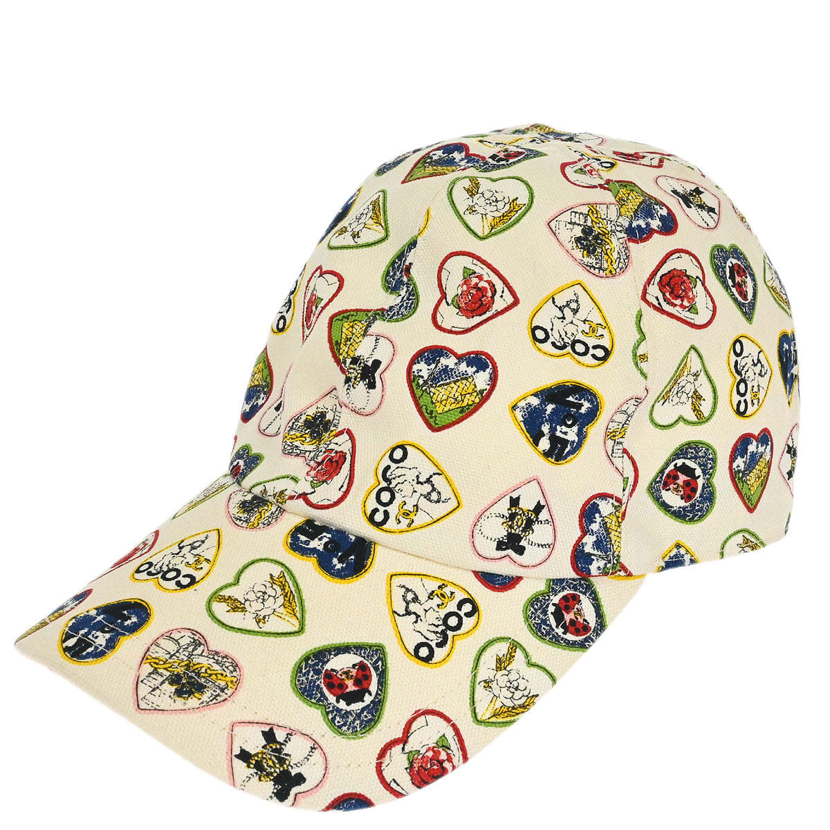 Chanel Ivory Cotton #M Cap Hat Small Good