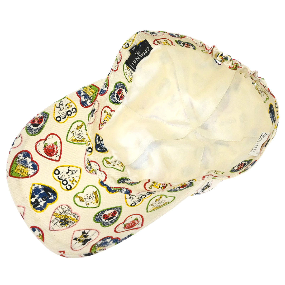 Chanel Ivory Cotton #M Cap Hat Small Good