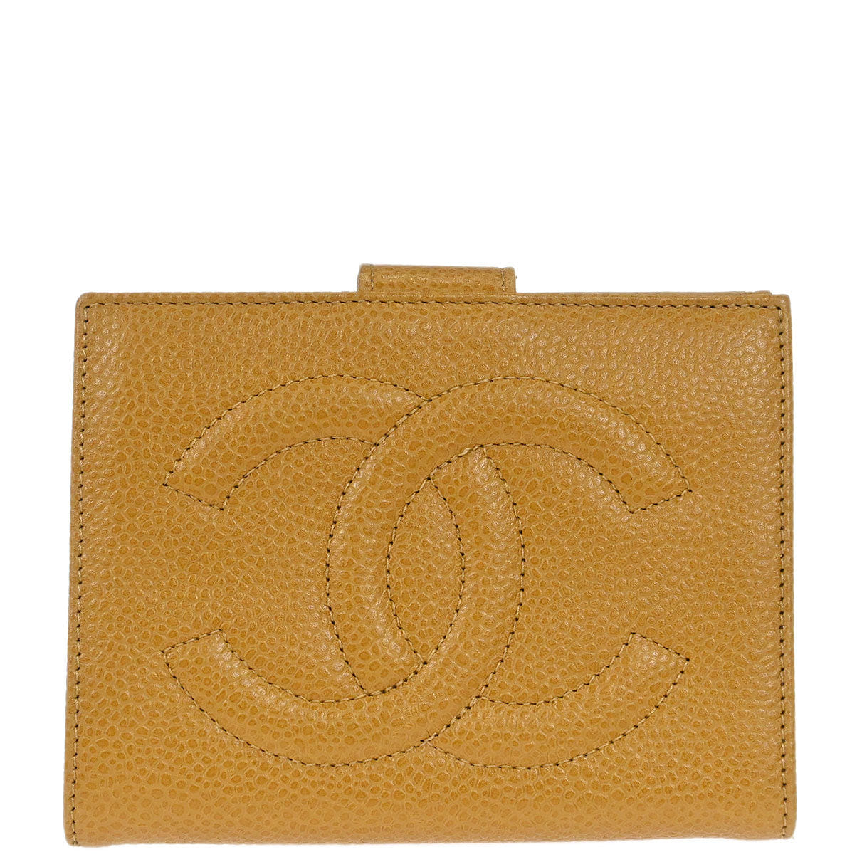 Chanel 1996 - 1997 Bifold Wallet Purse Beige Caviar Skin