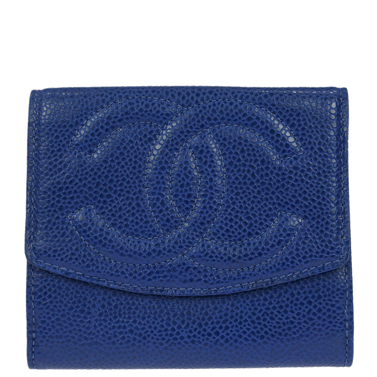 Chanel 1991 - 1994 Blue Caviar Skin Coin Purse Wallet