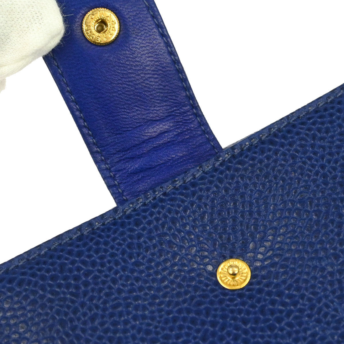 Chanel 1991 - 1994 Blue Caviar Skin Coin Purse Wallet