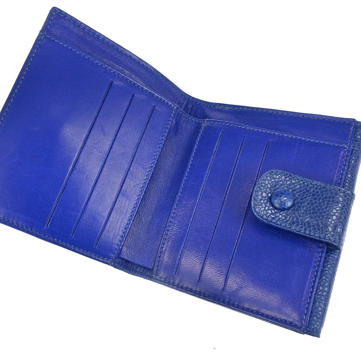 Chanel 1991 - 1994 Blue Caviar Skin Coin Purse Wallet