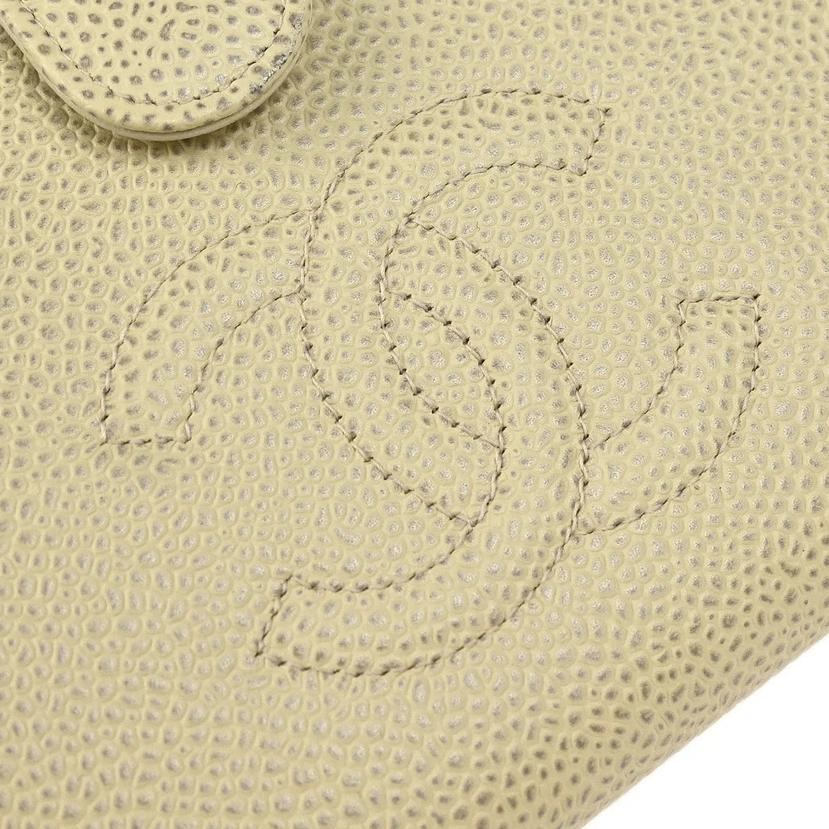 Chanel 2000 - 2002 White Caviar Long Bifold Wallet Purse