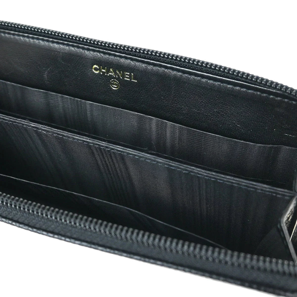 Chanel 2003 - 2004 Black Caviar Long Wallet Purse