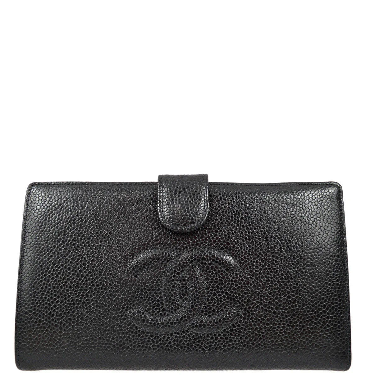 Chanel 1997 - 1999 Black Caviar Timeless Long Wallet