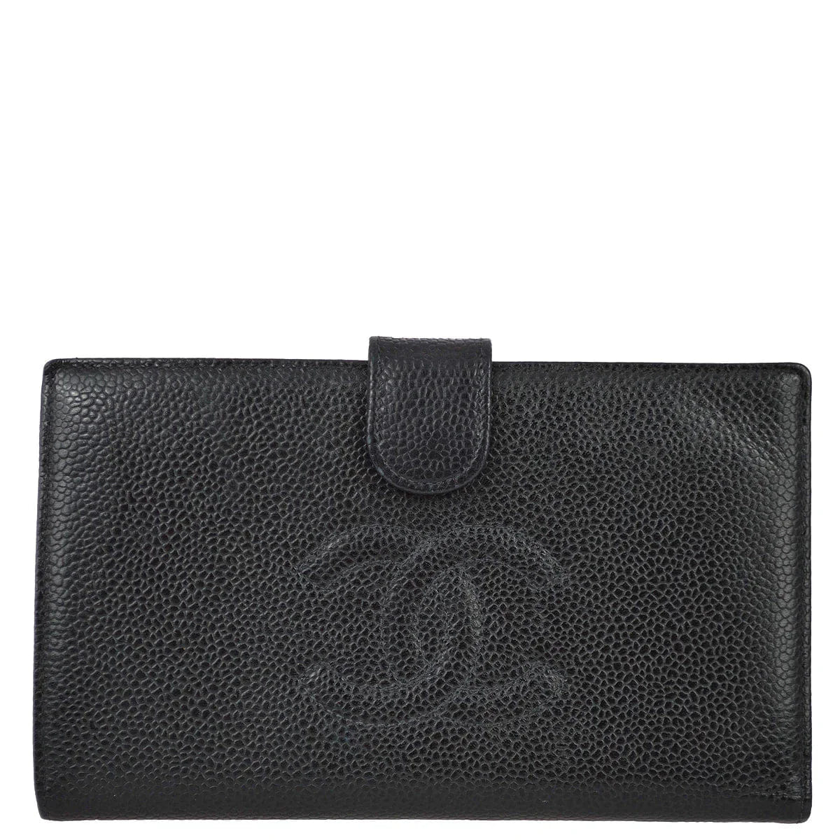 Chanel 2000 - 2001 Black Caviar Long Wallet Purse