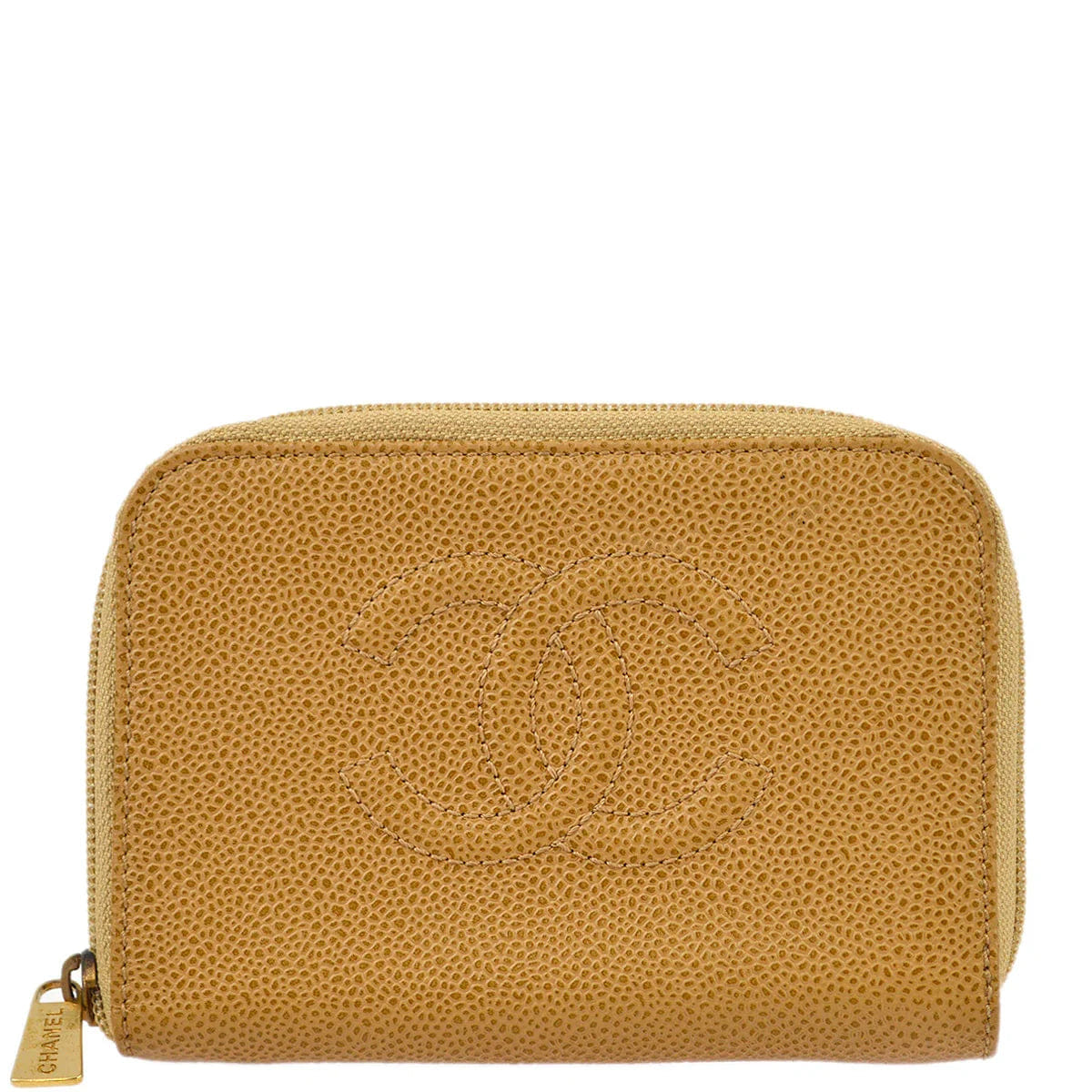 Chanel 2000 - 2002 Beige Caviar Wallet Purse