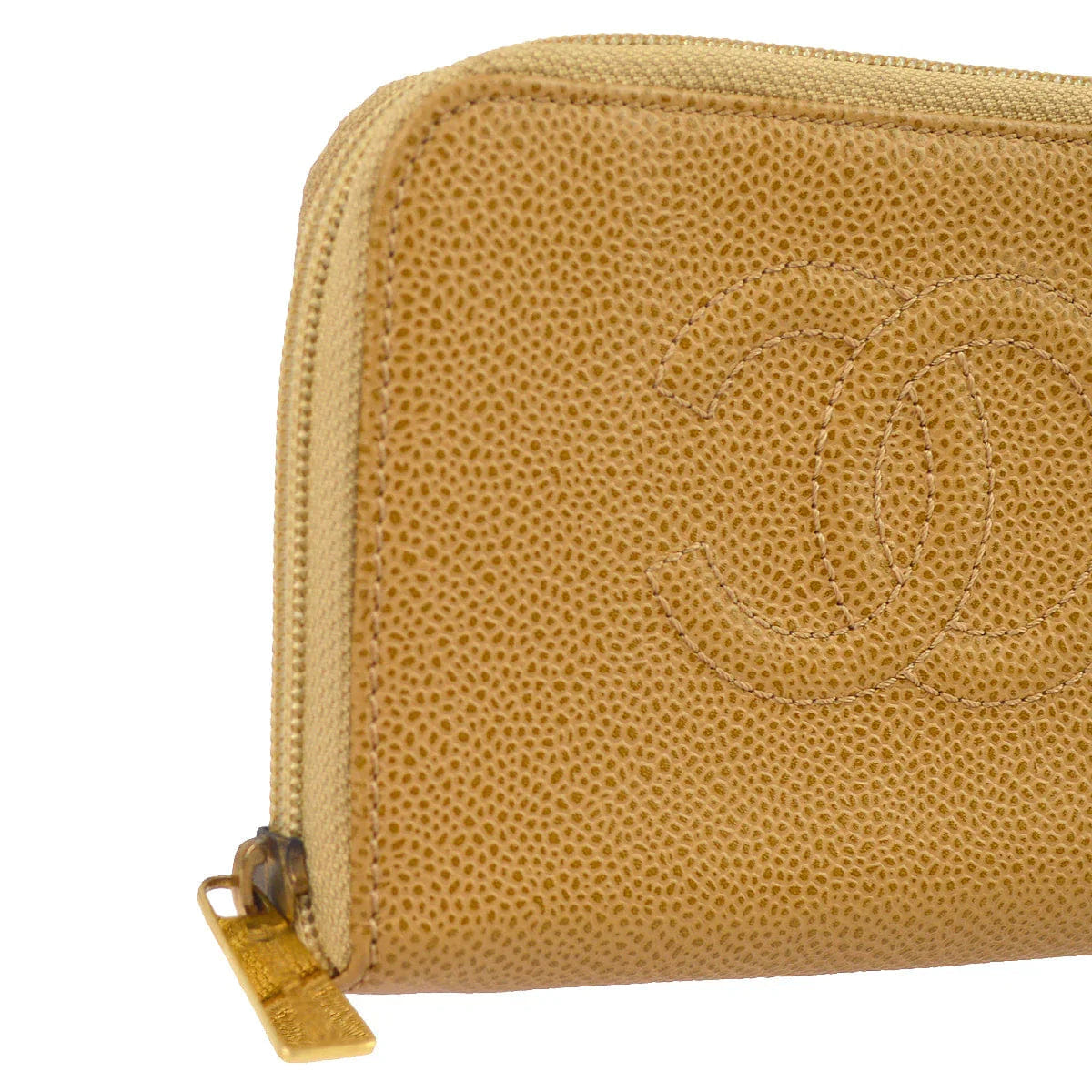 Chanel 2000 - 2002 Beige Caviar Wallet Purse