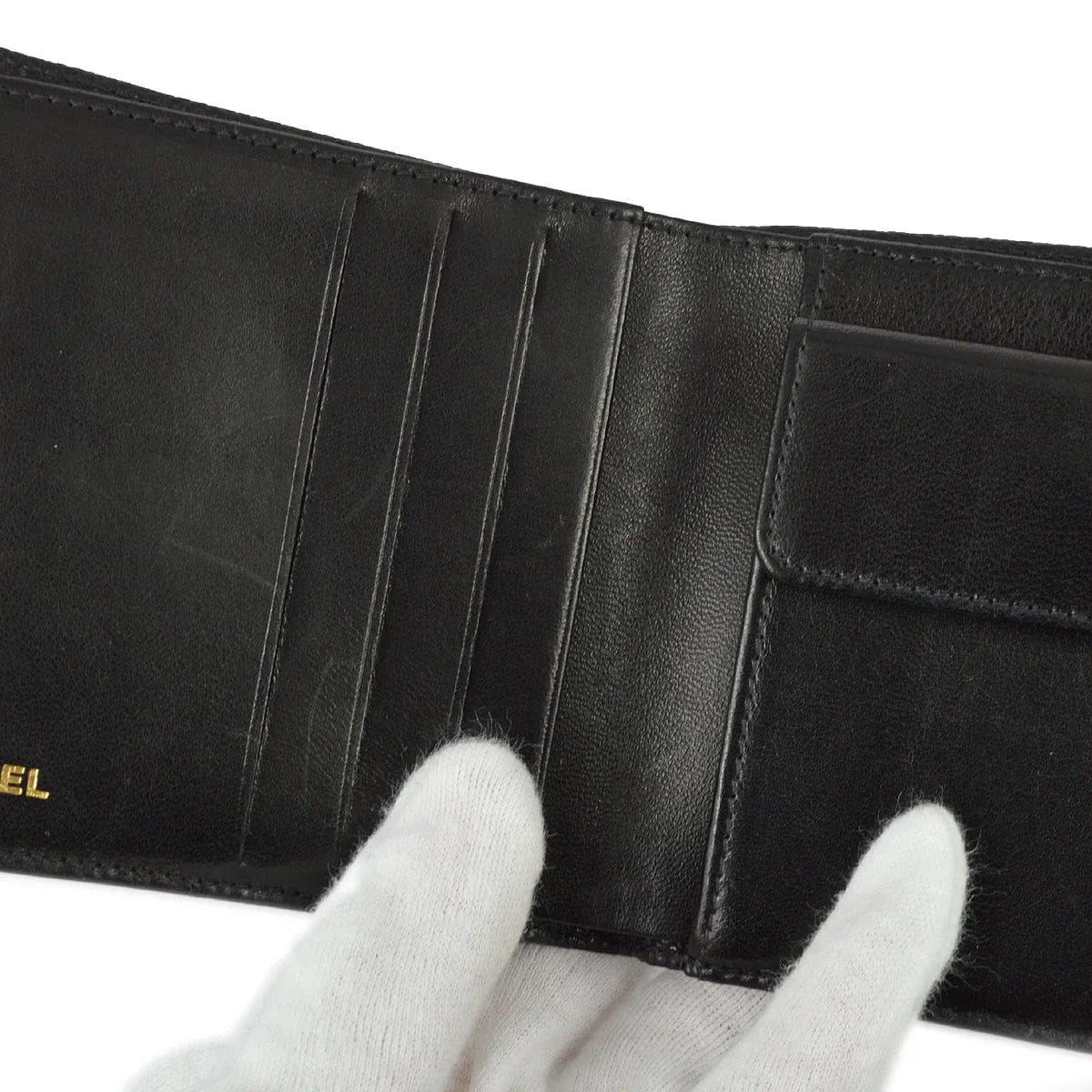 Chanel 2000 - 2001 Black Caviar Bifold Wallet Purse