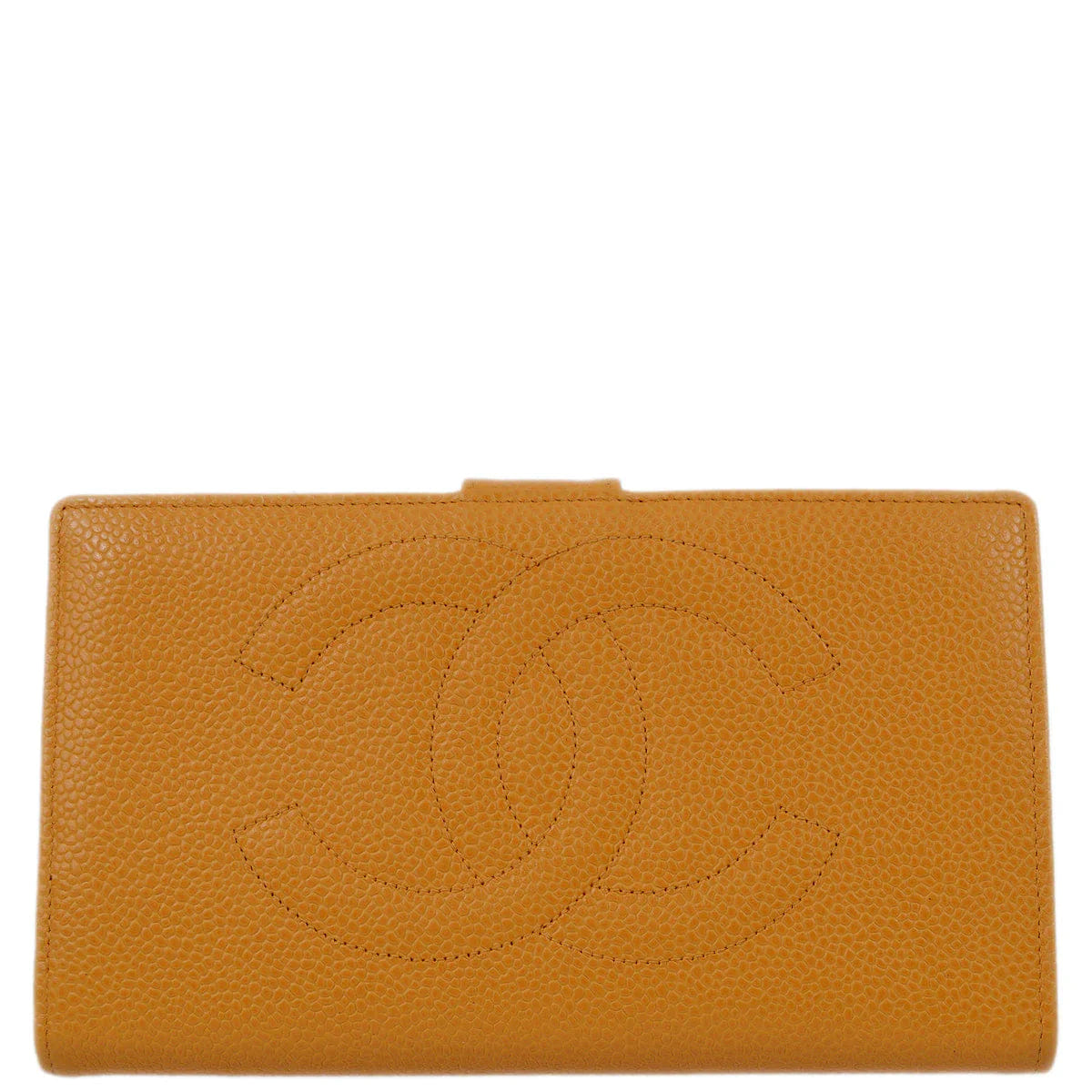 Chanel 1997 - 1999 Orange Caviar Timeless Long Wallet