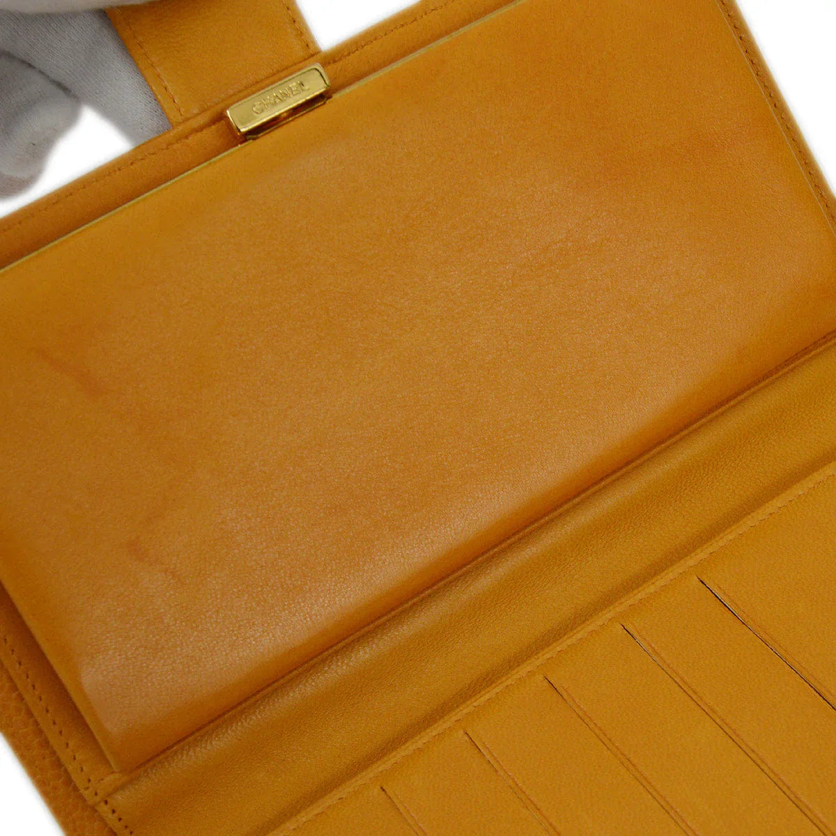 Chanel 1997 - 1999 Orange Caviar Timeless Long Wallet