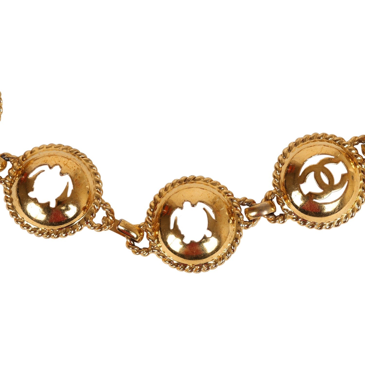 Chanel Vintage Chanel 24K Gold Plated Round Cutout Lucky Charms Chain Belt