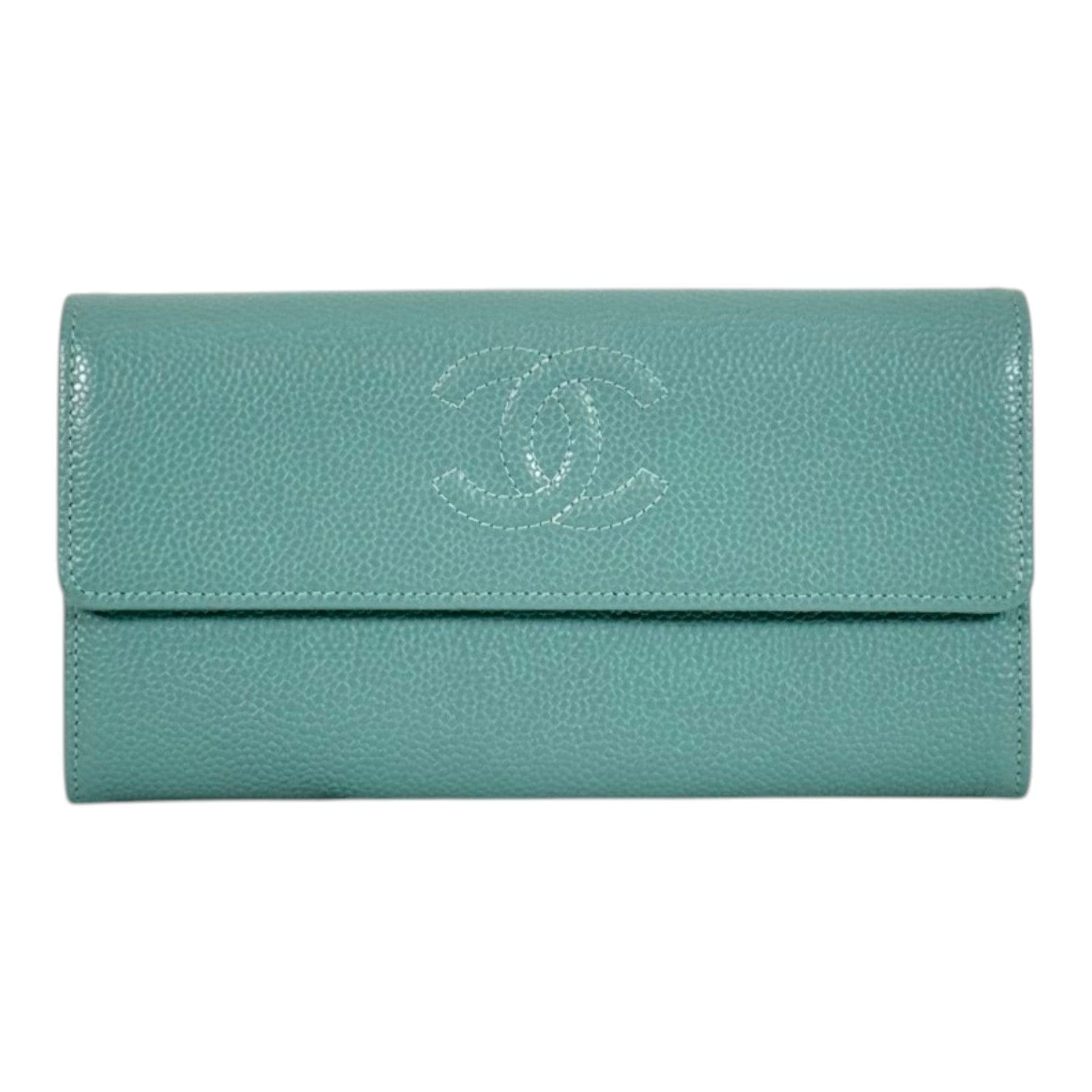 Chanel Long Green Wallet with Self Logo